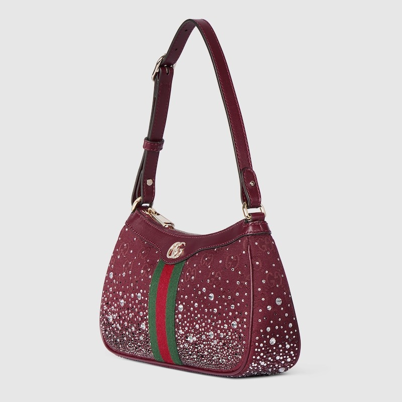 [True-to-ORIGINAL] Gvc*1 Ophidia Crystals Small Shoulder Bag For Women 10.2in/26cm 841341 FAFFA 8541