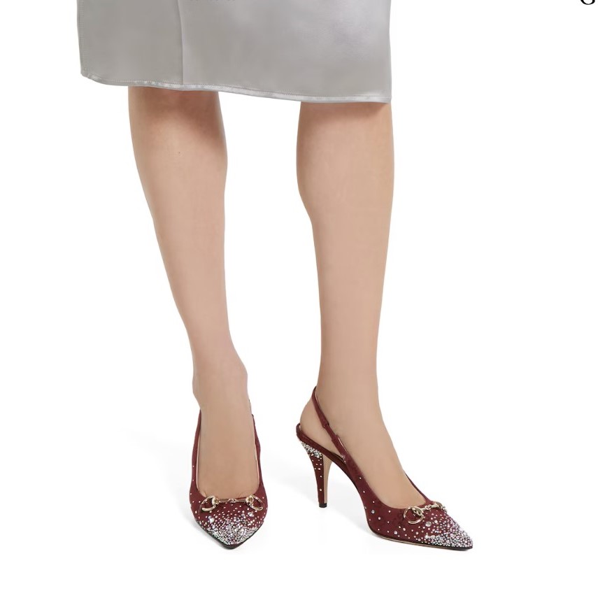Gvc*1 Slingback Pump With Crystal Horsebit Rosso Ancora Red For Women 812176 FAD21 8552