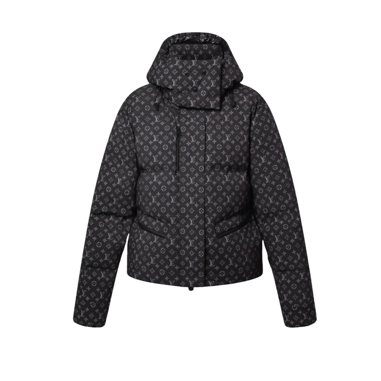 L0vis Vvtt0n Denim-Effect Monogram Ski Jacket Dark Grey For Women 1AIPGV