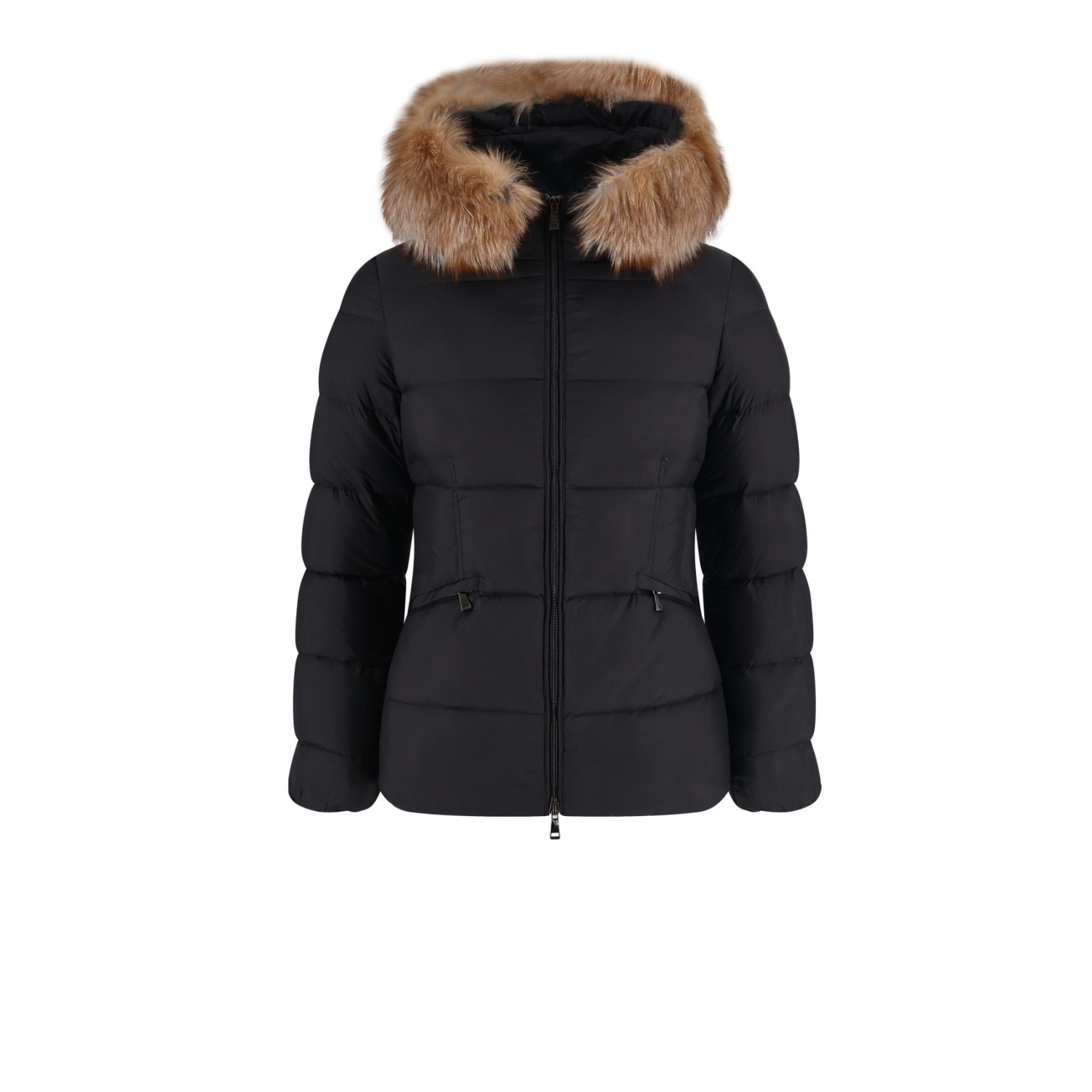 Moncler Boed Hooded Shearling-Trimmed Short Down Jacket Black For Women