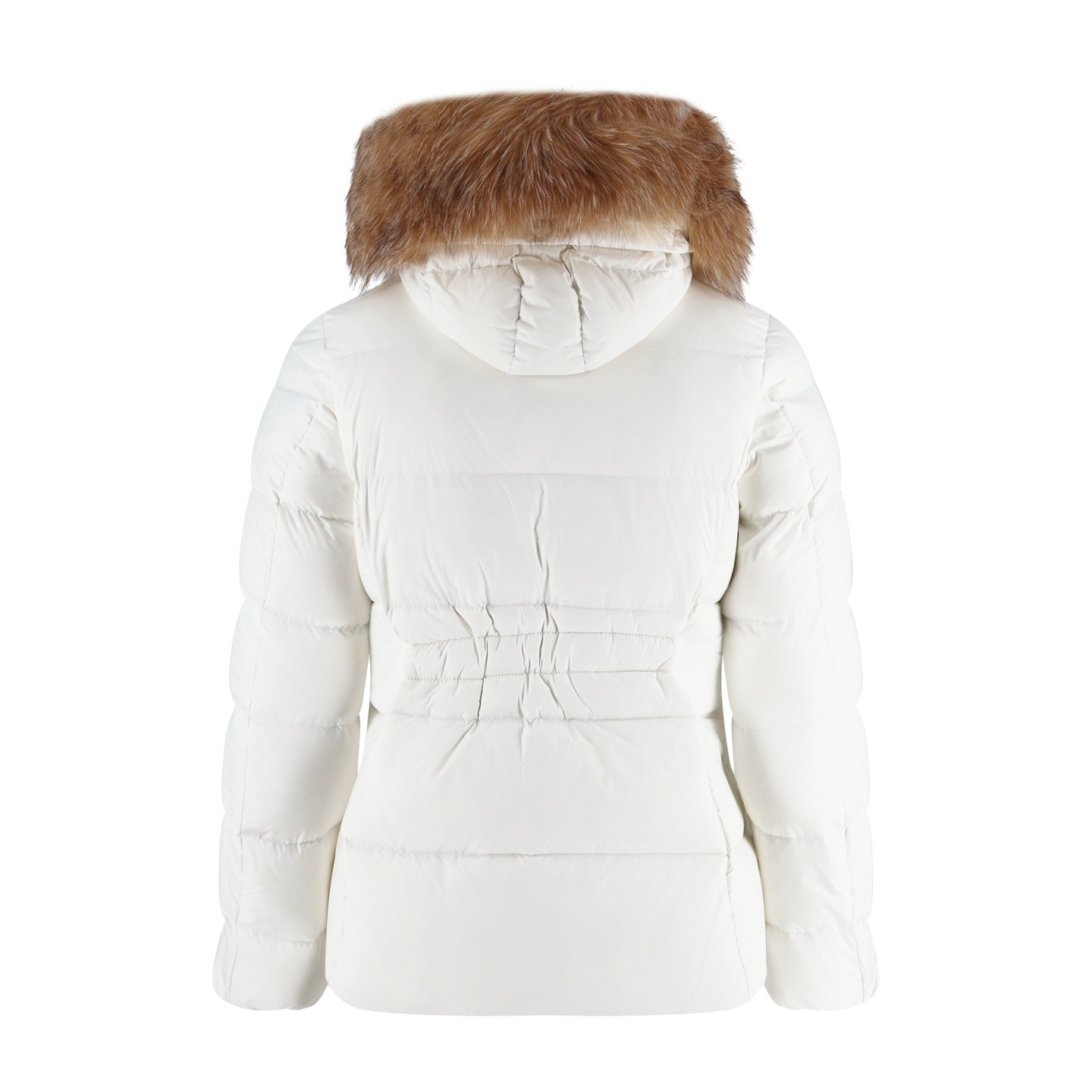 Moncler Boed Hooded Shearling-Trimmed Short Down Jacket White For Women