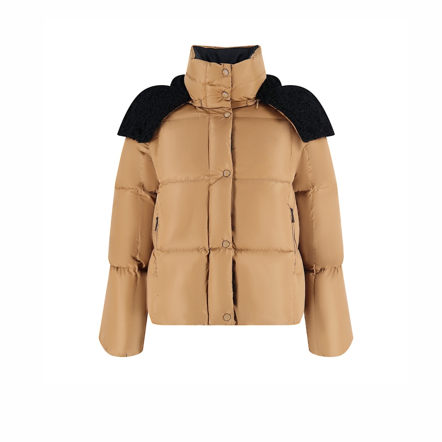 Moncler Castelnou Square-Quilted Hooded Short Down Jacket Beige For Women