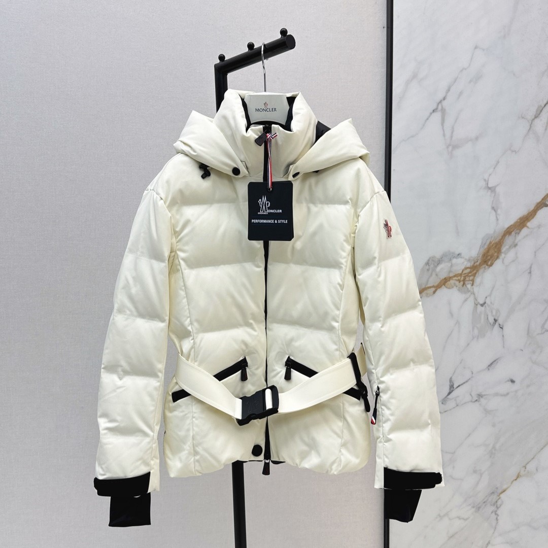 Moncler Tolima Hooded Down Ski Jacket White For Women
