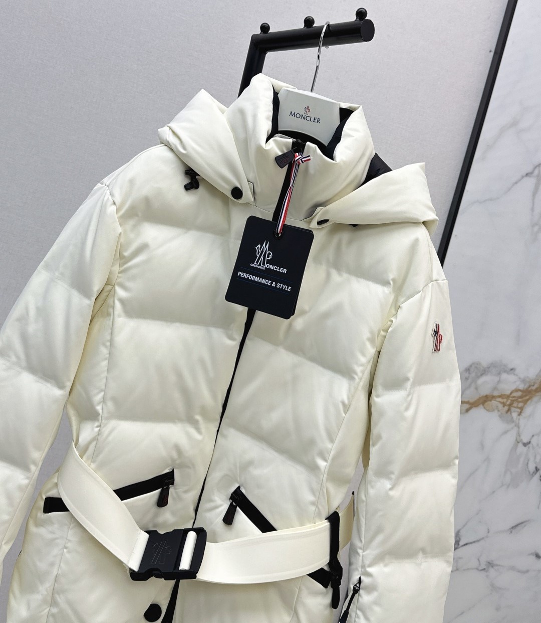Moncler Tolima Hooded Down Ski Jacket White For Women