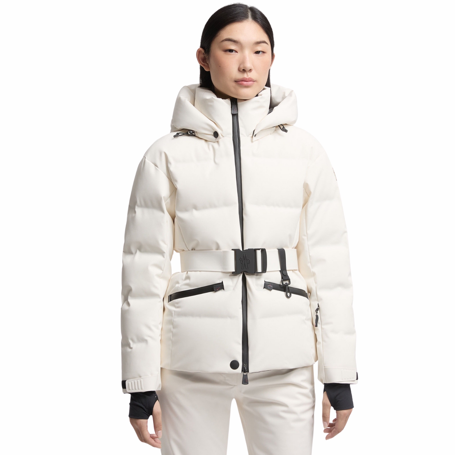 Moncler Tolima Hooded Down Ski Jacket White For Women