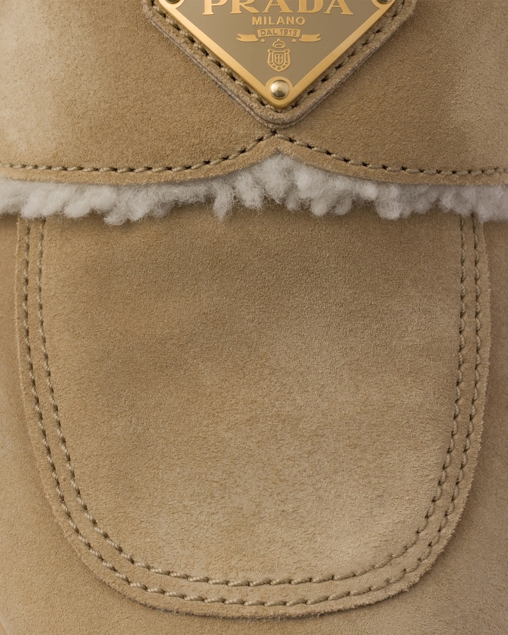 Pra*a Suede And Shearling Slippers Ecru For Women 1S711M_X0O_F0379_F_ZG20
