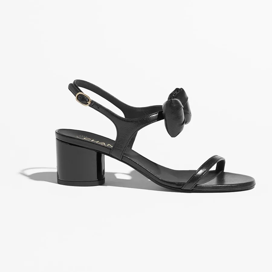 Ch**el Final Bow Sandals Black For Women