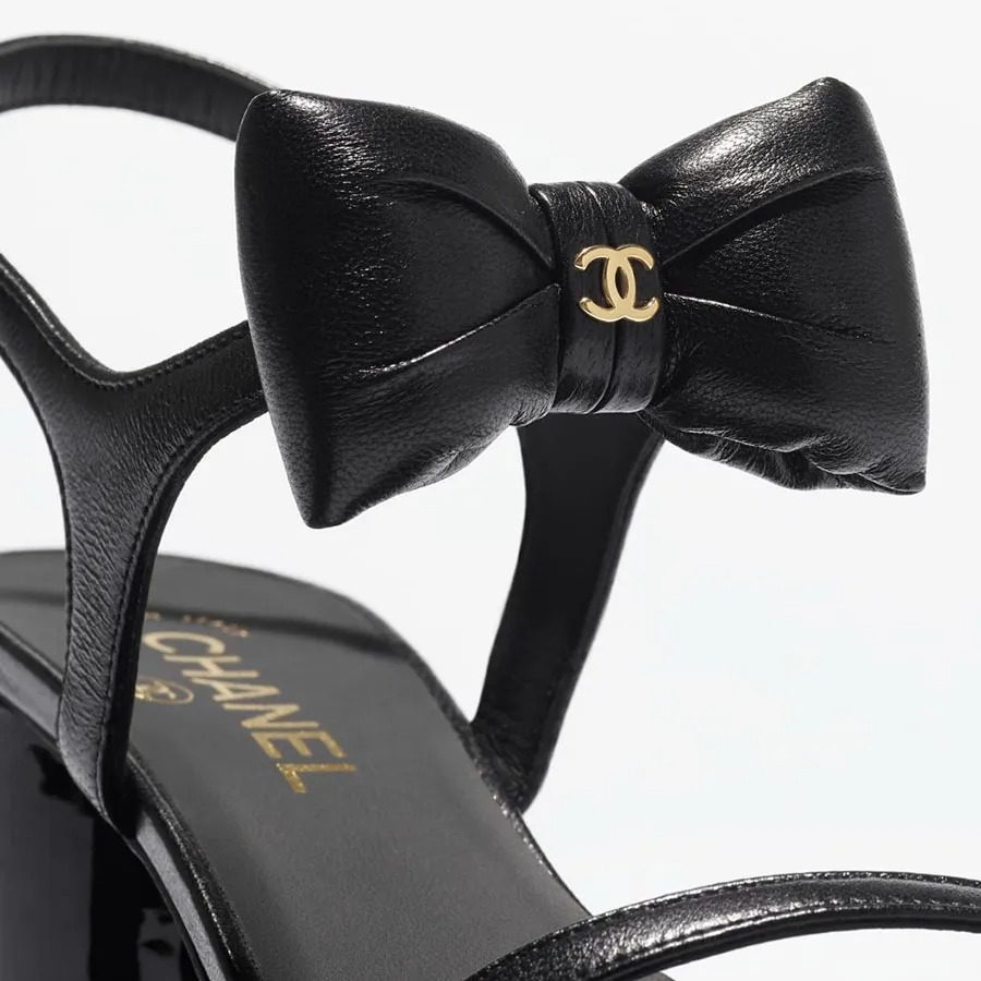 Ch**el Final Bow Sandals Black For Women