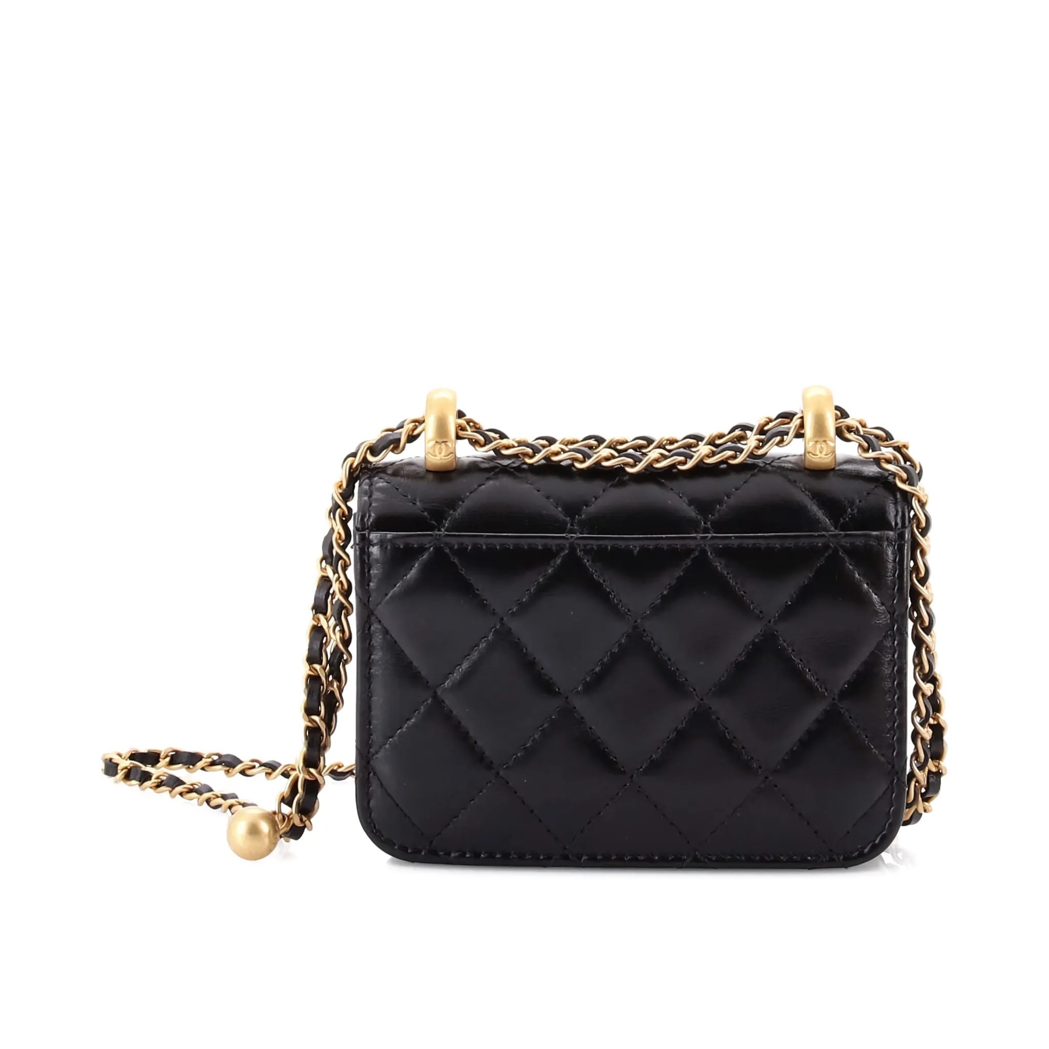 [True-to-ORIGINAL] Ch**el CO-CO Clutch With Chain 9.5cm/3.7in Gold Toned Hardware For Women Black