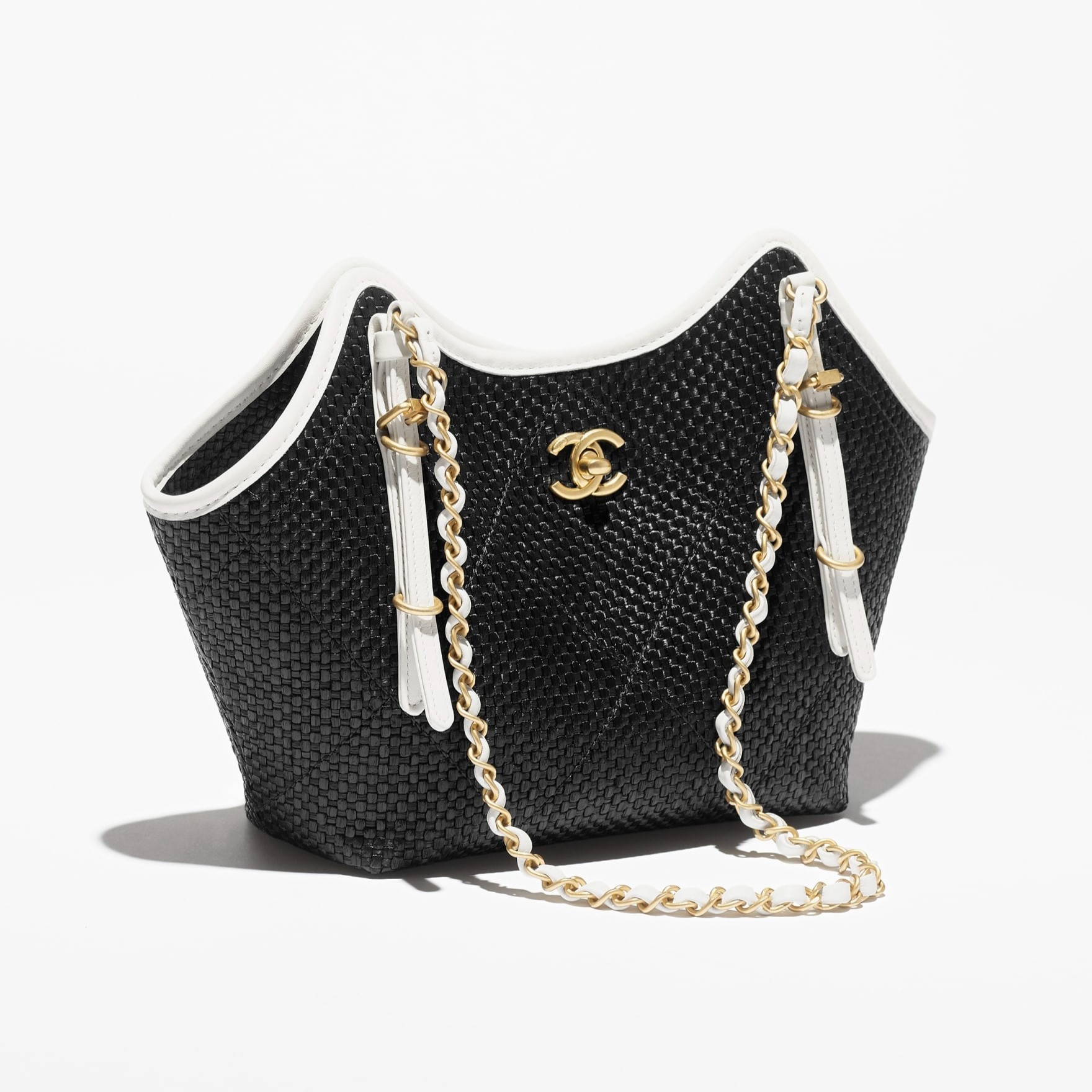 Ch**el Small Shopping Bag Black Raffia For Women 11in/28cm AS6015-B22594-U5559