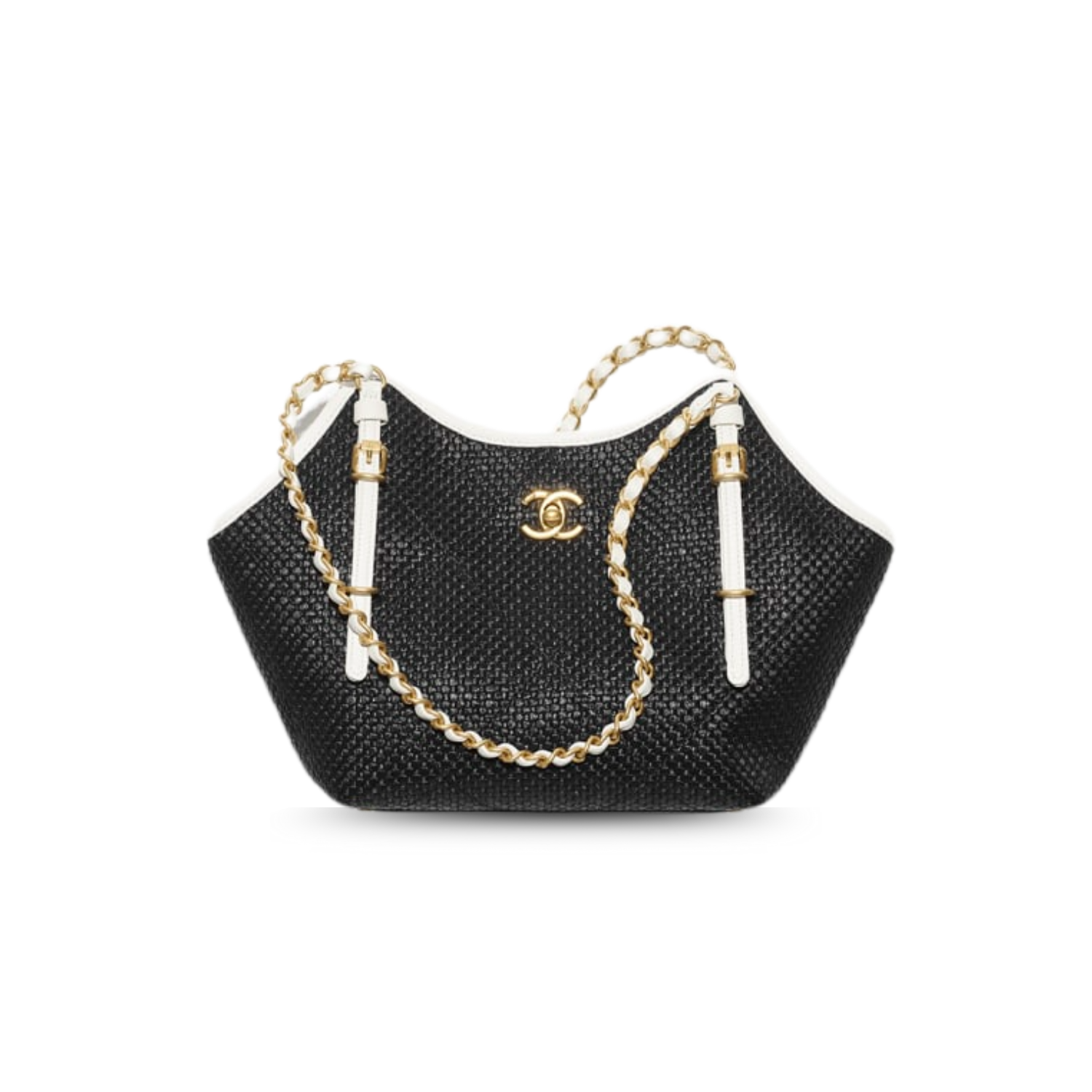 Ch**el Small Shopping Bag Black Raffia For Women 11in/28cm AS6015-B22594-U5559