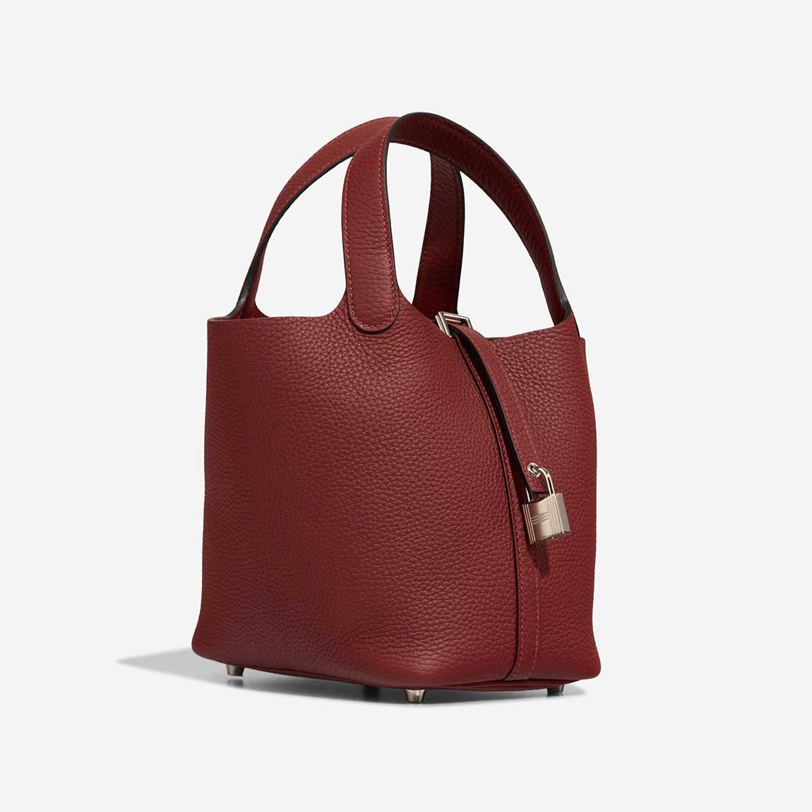H**me5 Picotin 18 Taurillon Clémence Rouge H Red Palladium Hardware 7.1in/18cm For Women
