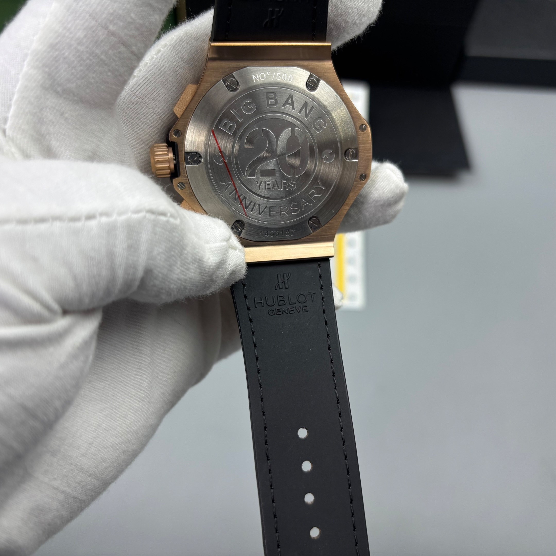 Hublot Big Bang Watch Chronograph Brown Strap Gold Dial 45mm For Men