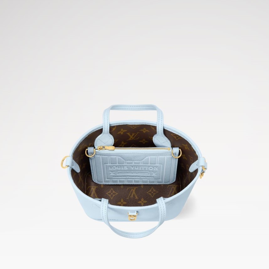 L0vis Vvtt0n Neverfull Bandoulière Inside Out BB Tote Bag 10.4in/ 26cm Monogram Sky Blue Gold Hardware For Women M28336