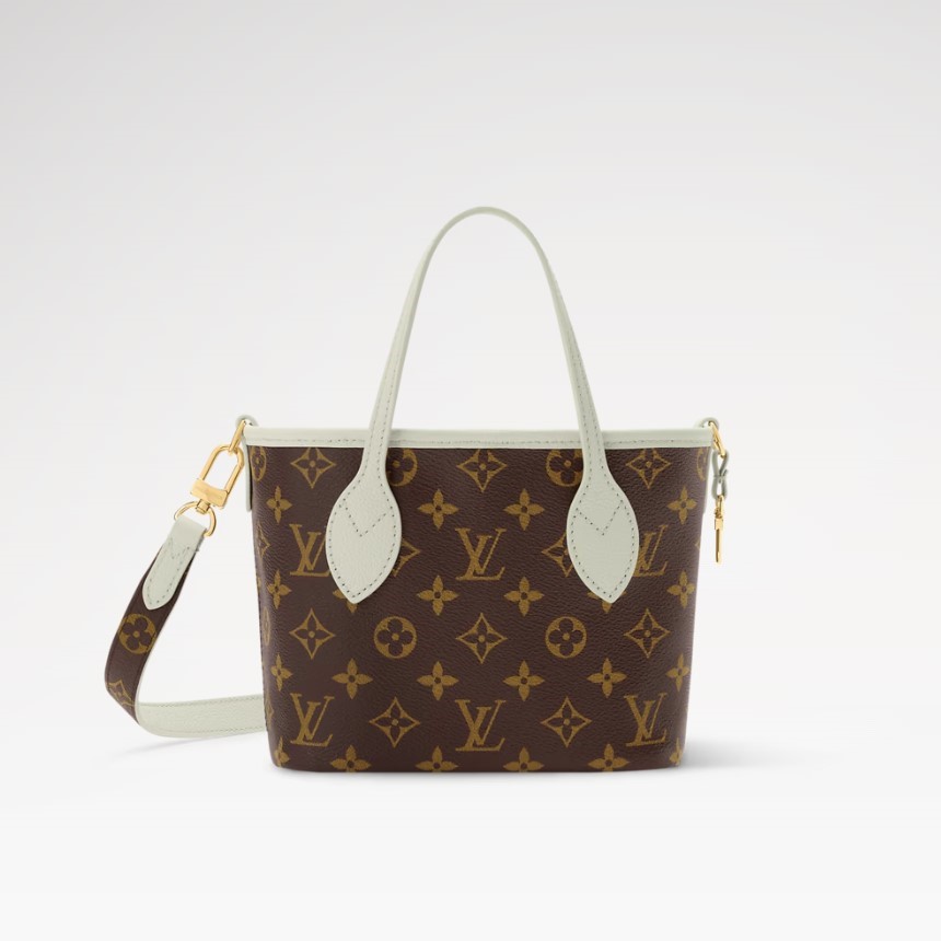 L0vis Vvtt0n Neverfull Bandoulière Inside Out BB Tote Bag 10.4in/ 26cm Monogram Celadon Gold Hardware For Women M28236