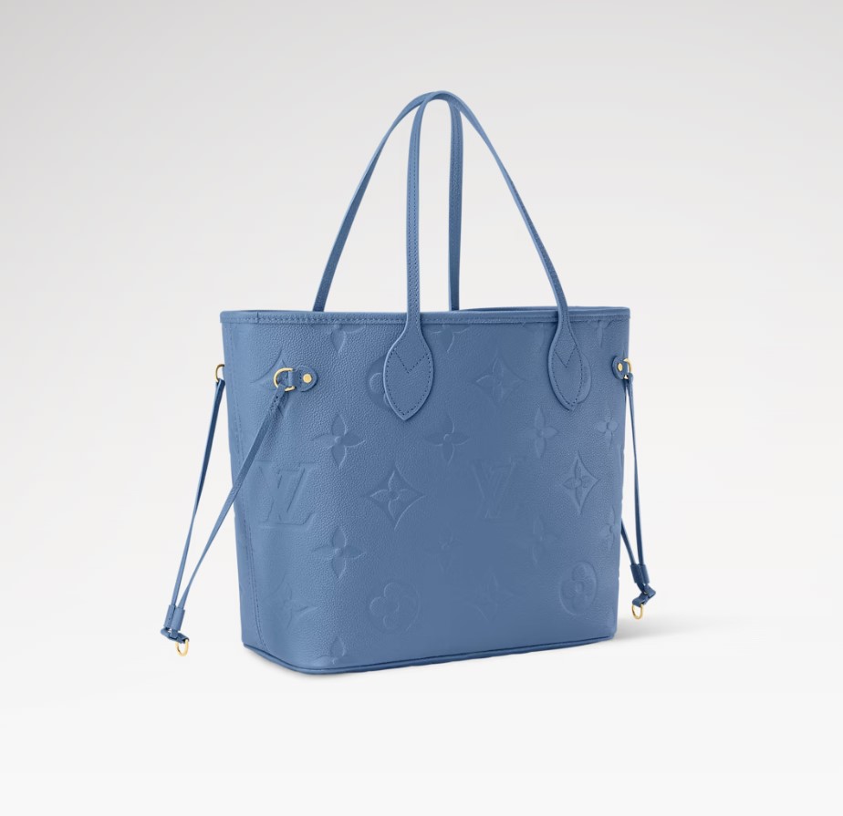 L0vis Vvtt0n Neverfull MM Tote Bag 12.2in/ 31cm Blue Jean Gold Hardware For Women M27358