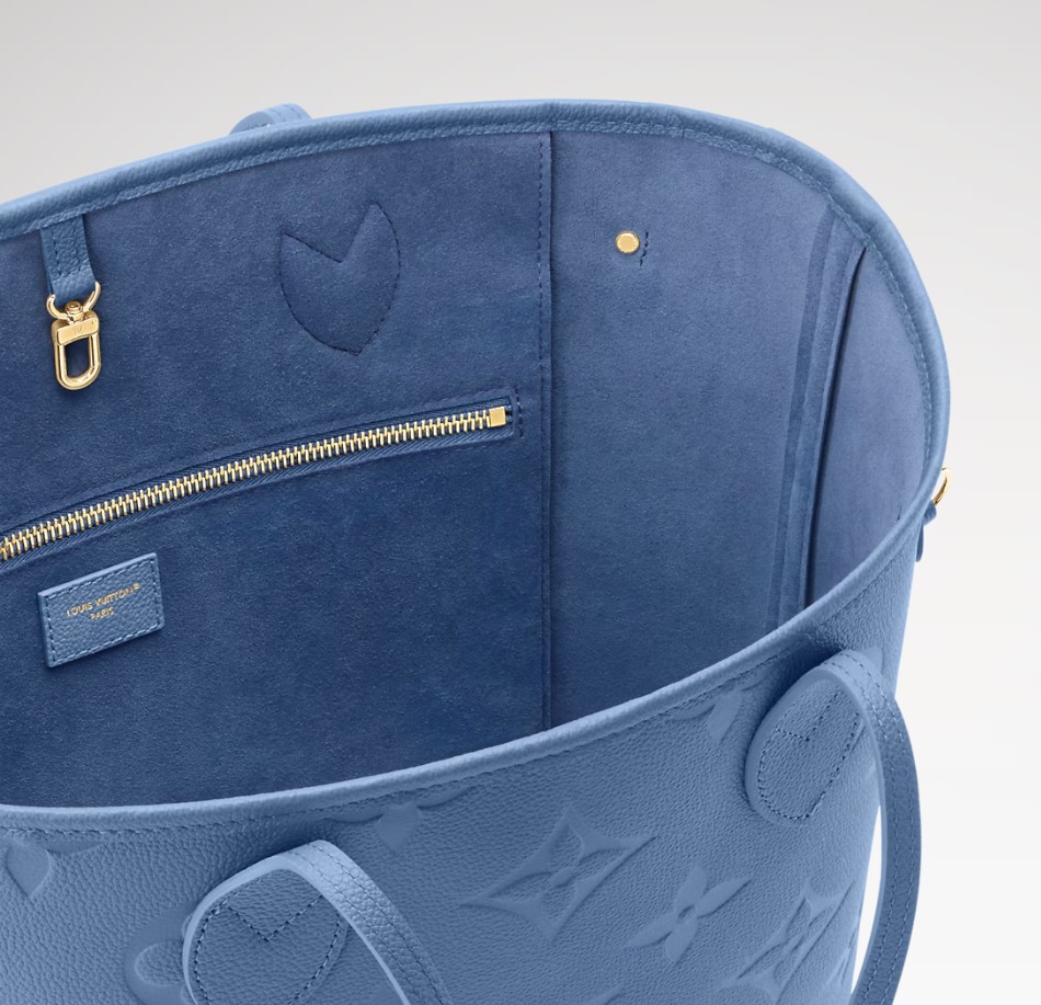 L0vis Vvtt0n Neverfull MM Tote Bag 12.2in/ 31cm Blue Jean Gold Hardware For Women M27358