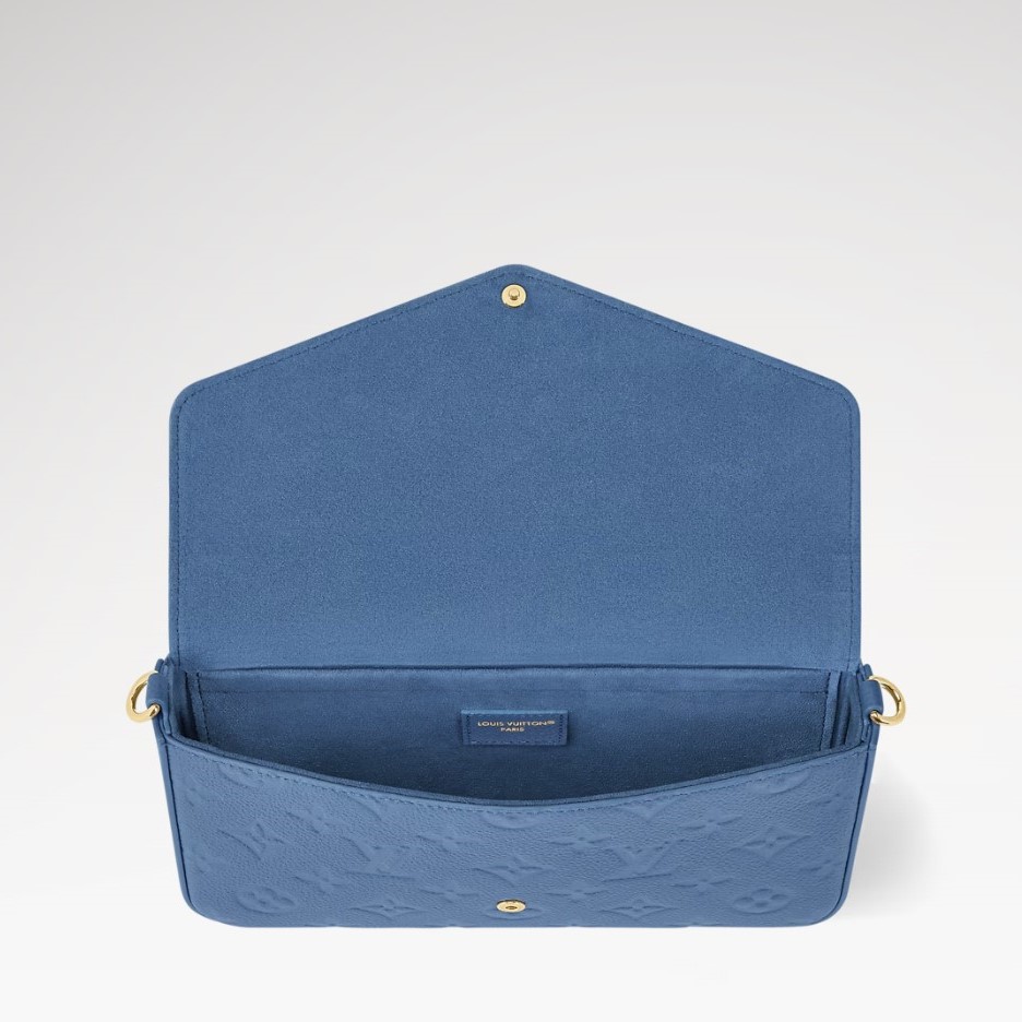 L0vis Vvtt0n Pochette Félicie Crossbody Bag 8.3in/ 21cm Denim Blue Gold Hardware For Women M28891