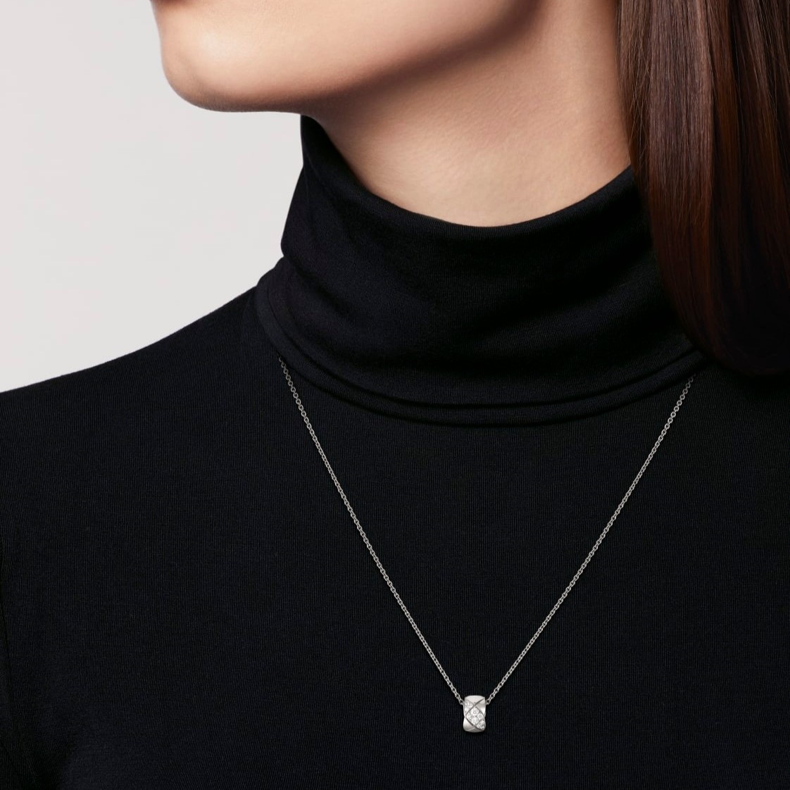 Ch**el Coco Crush Necklace Silver Hardware For Women J13701