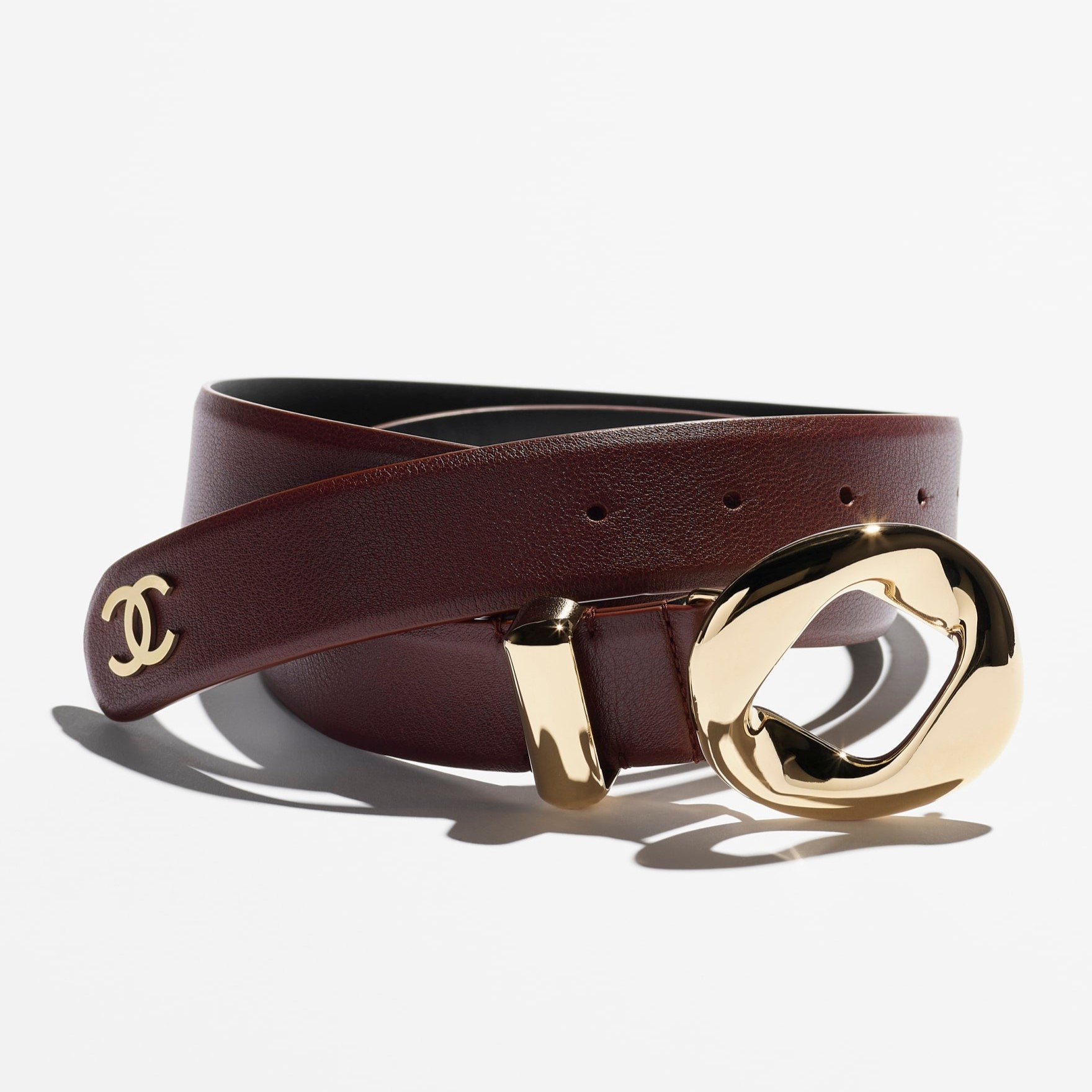 Ch**el Leather Belt Burgundy For Women AAB765-B23547-U7714