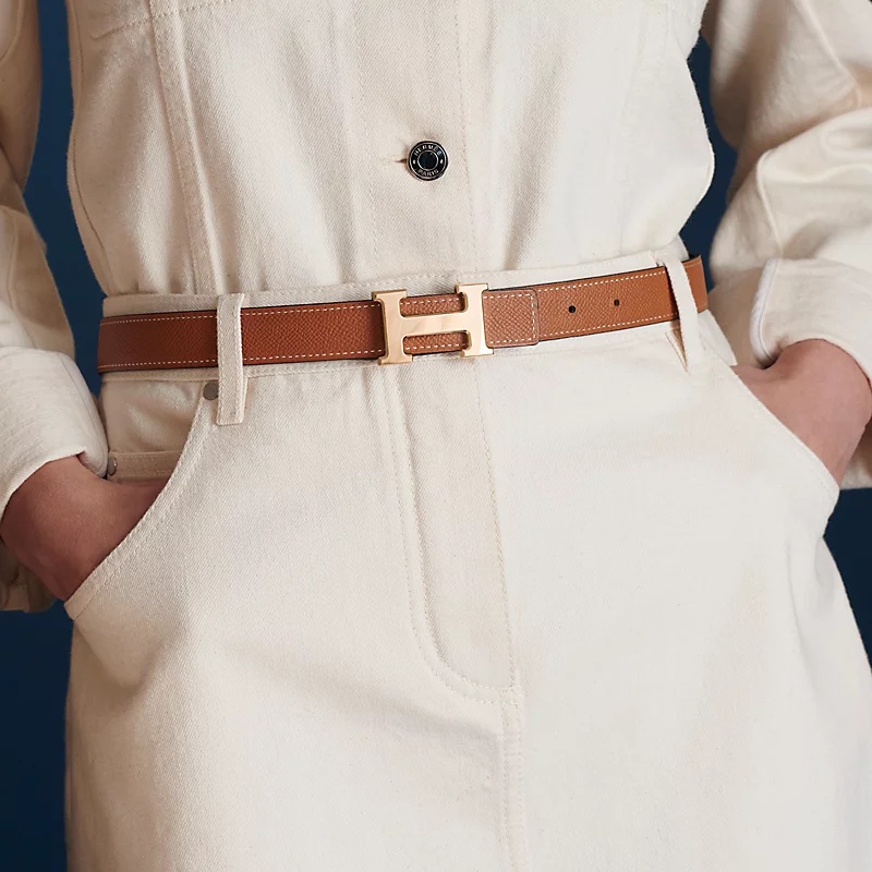 H**me5 Mini H 24mm Reversible Belt Brown/ Blanc For Women H052150CADG065
