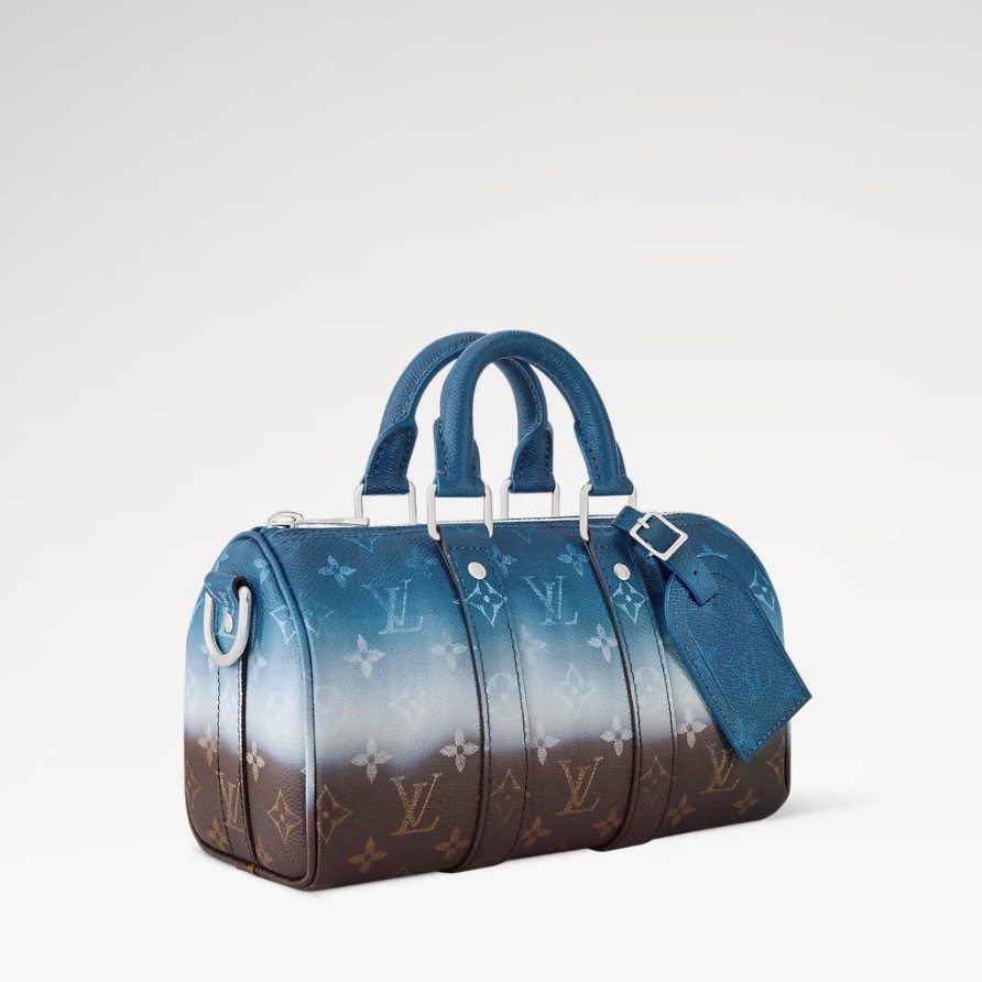 L0vis Vvtt0n Keepall Bandouliere 25 Travel Bag 9.8in/ 25cm Blue Silver Hardware For Men M28026