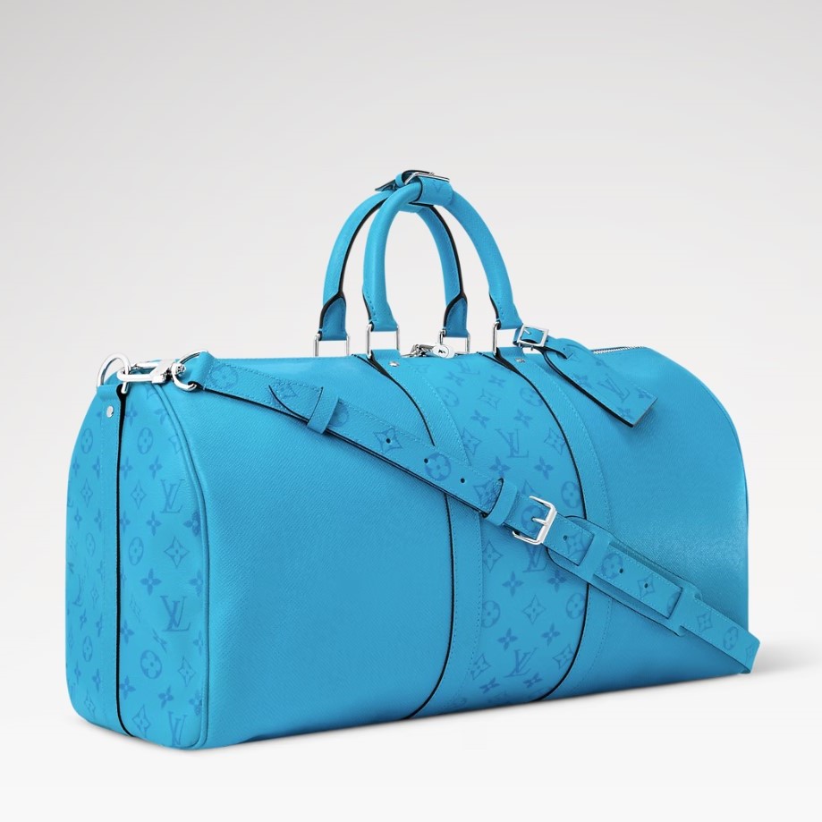 L0vis Vvtt0n Keepall Bandouliere 50 Travel Bag 19.7in/ 50cm Tropical Blue Silver Hardware For Men M27791