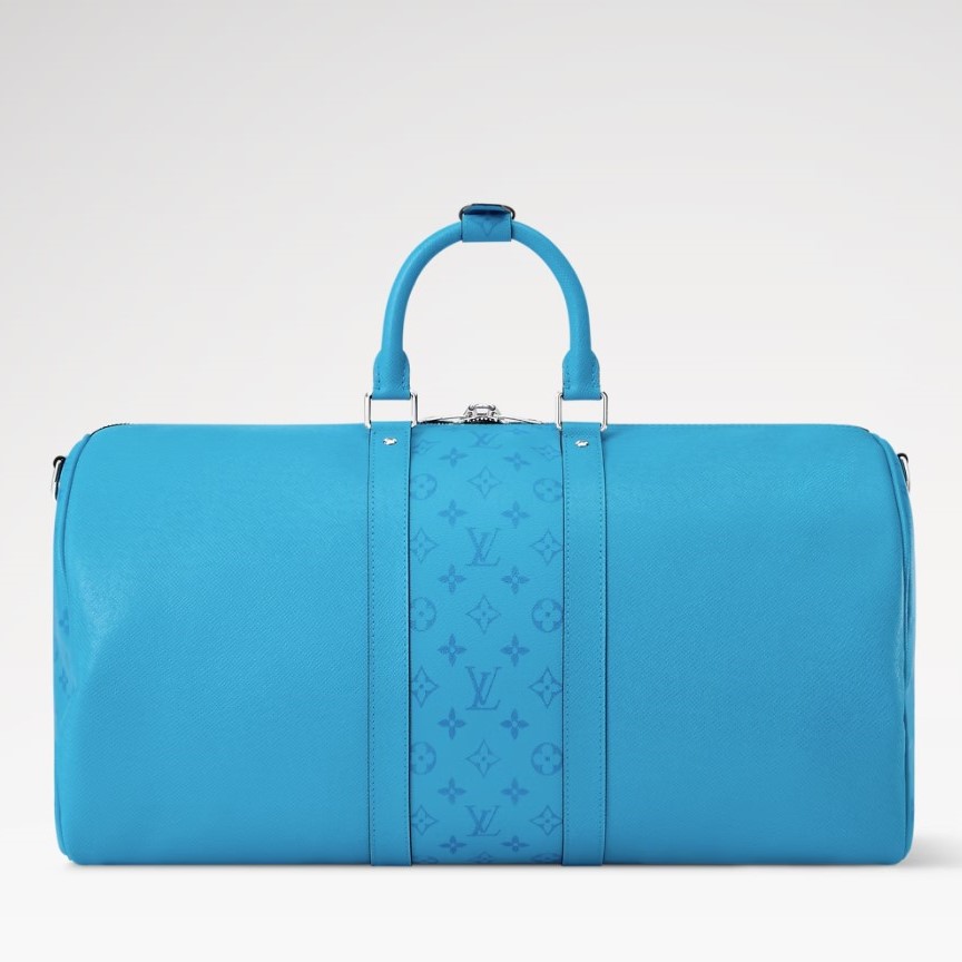 L0vis Vvtt0n Keepall Bandouliere 50 Travel Bag 19.7in/ 50cm Tropical Blue Silver Hardware For Men M27791