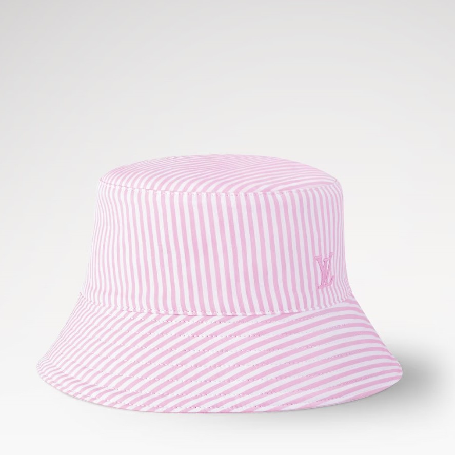 L0vis Vvtt0n LV League Striped Bucket Hat Pink For Women M5160M