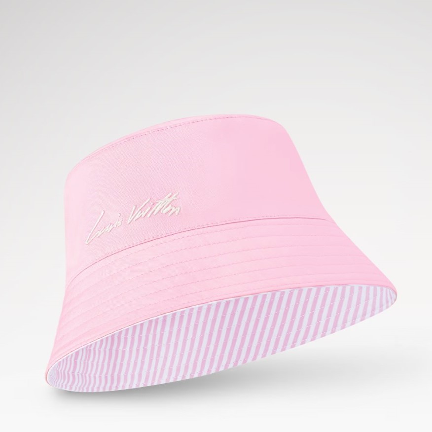 L0vis Vvtt0n LV League Striped Bucket Hat Pink For Women M5160M