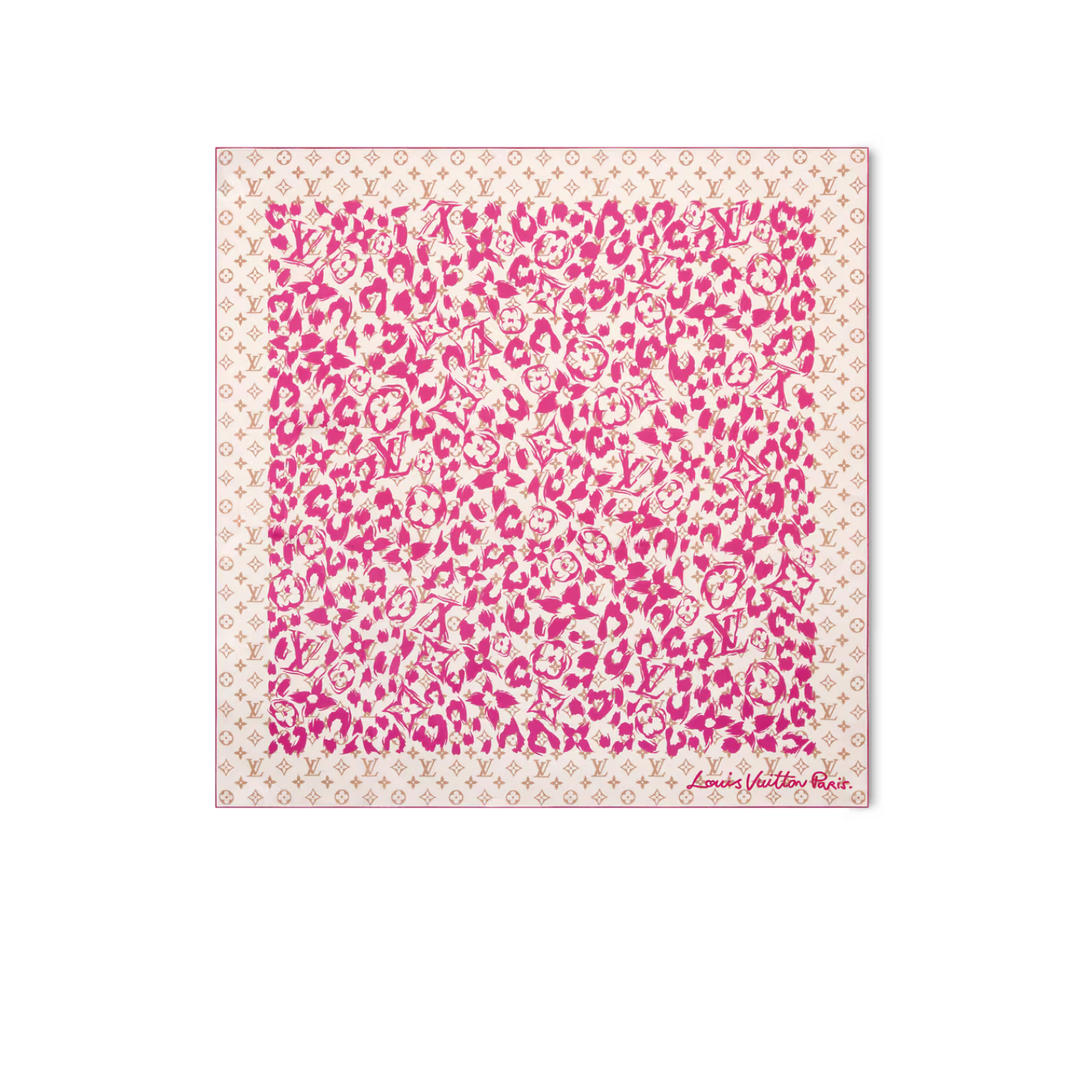 L0vis Vvtt0n LV Safari Square 90 Scarf Cream/ Pink For Women M98121