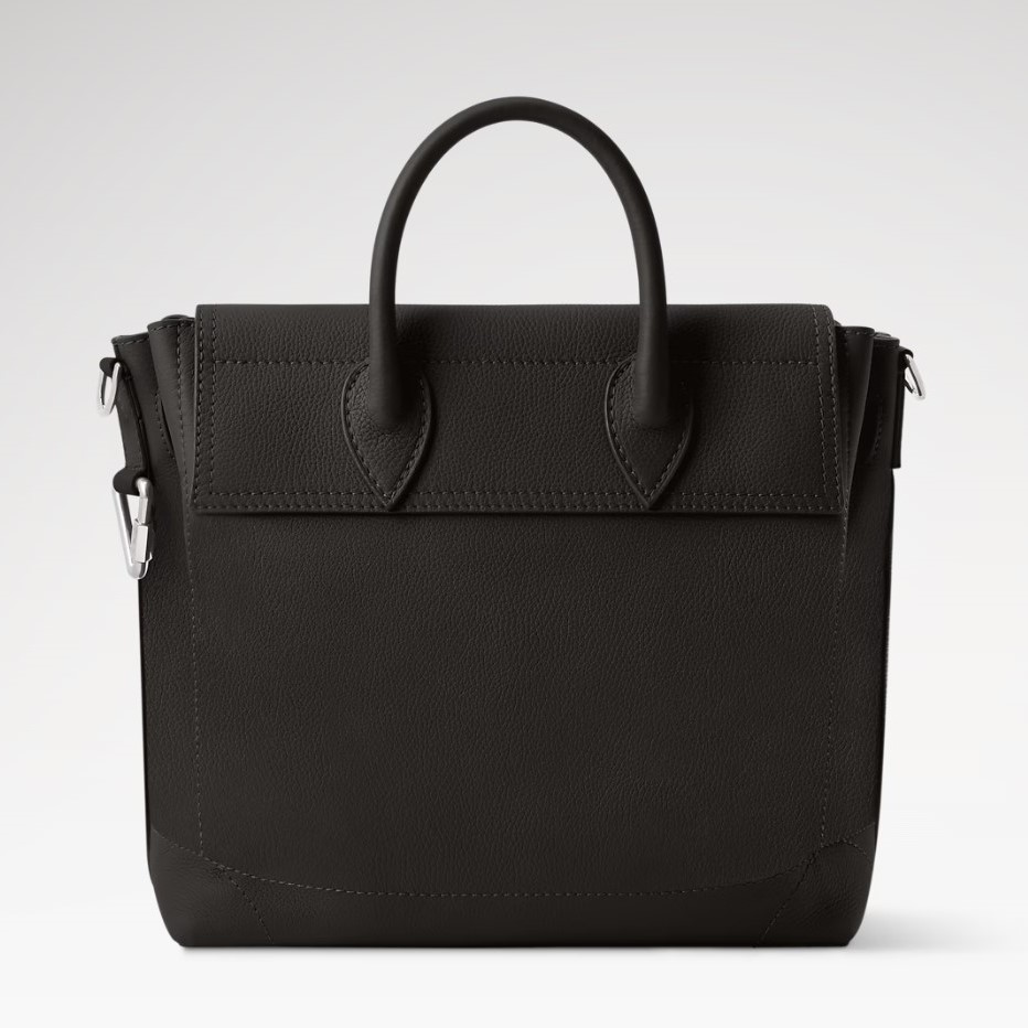 L0vis Vvtt0n Steamer 30 Top Handle Bag 12.6in/ 32cm Black Silver Hardware For Men M27061