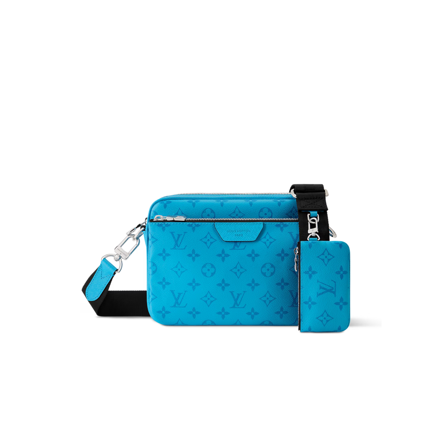 L0vis Vvtt0n Trio Messenger Crossbody Bag 9.8in/ 25cm Tropical Blue Silver Hardware For Men M27641