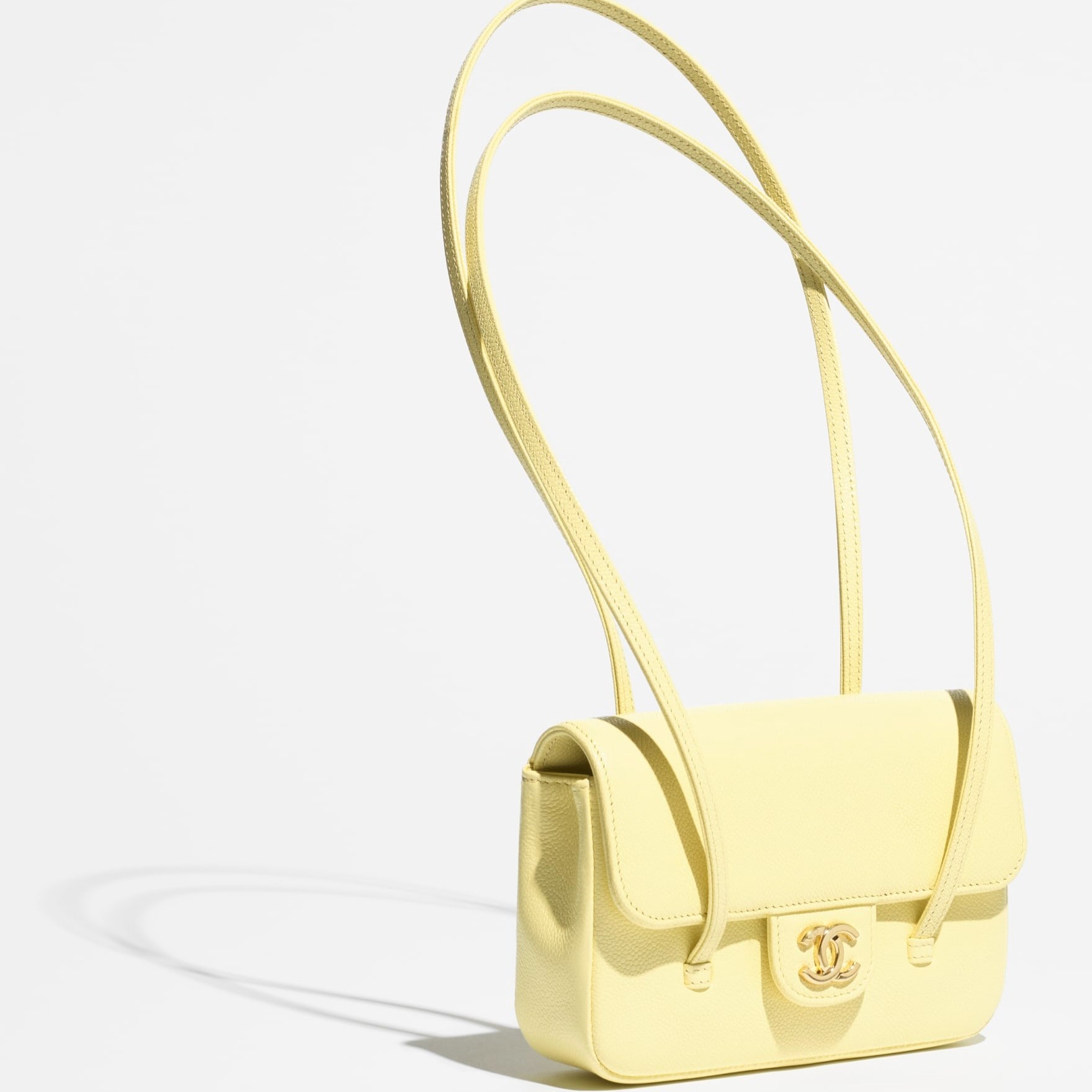 Ch**el Clutch With Leather Strap Shoulder Bag 6.7in/ 17cm Light Yellow Gold Hardware For Women AP5068-B23204-NAAUK