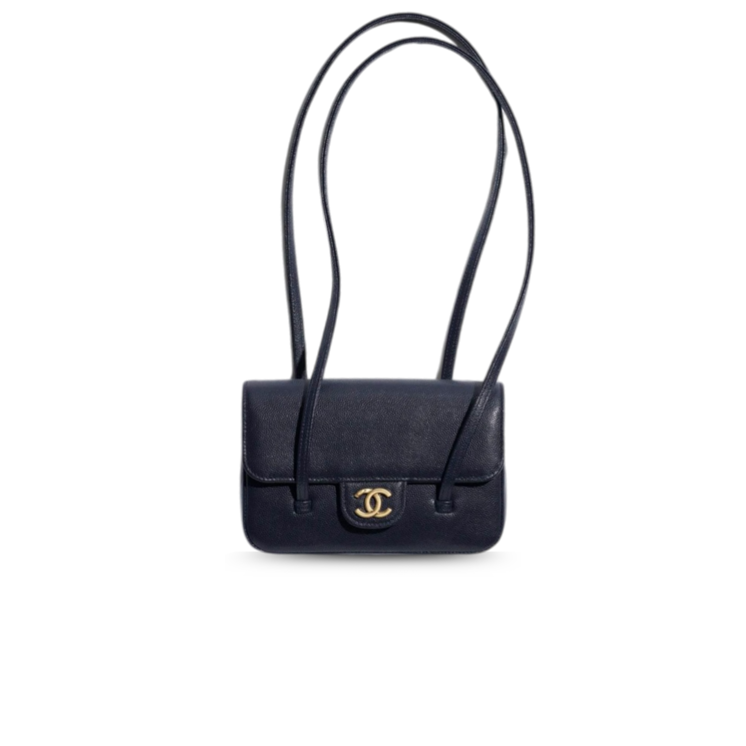 Ch**el Clutch With Leather Strap Shoulder Bag 6.7in/ 17cm Dark Blue Gold Hardware For Women AP5068-B23204-U2366