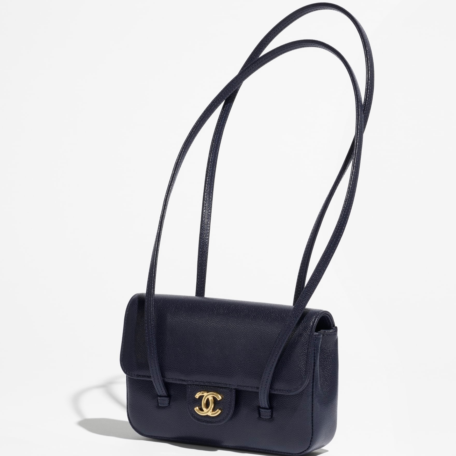 Ch**el Clutch With Leather Strap Shoulder Bag 6.7in/ 17cm Dark Blue Gold Hardware For Women AP5068-B23204-U2366
