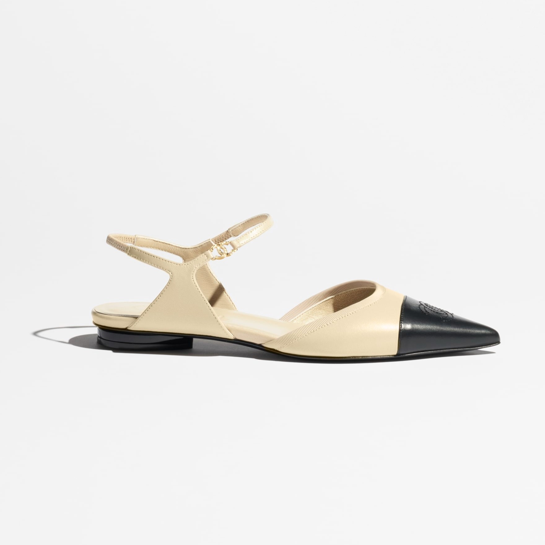 Ch**el Slingbacks Beige/ Black For Women G47083-B23427-U7319