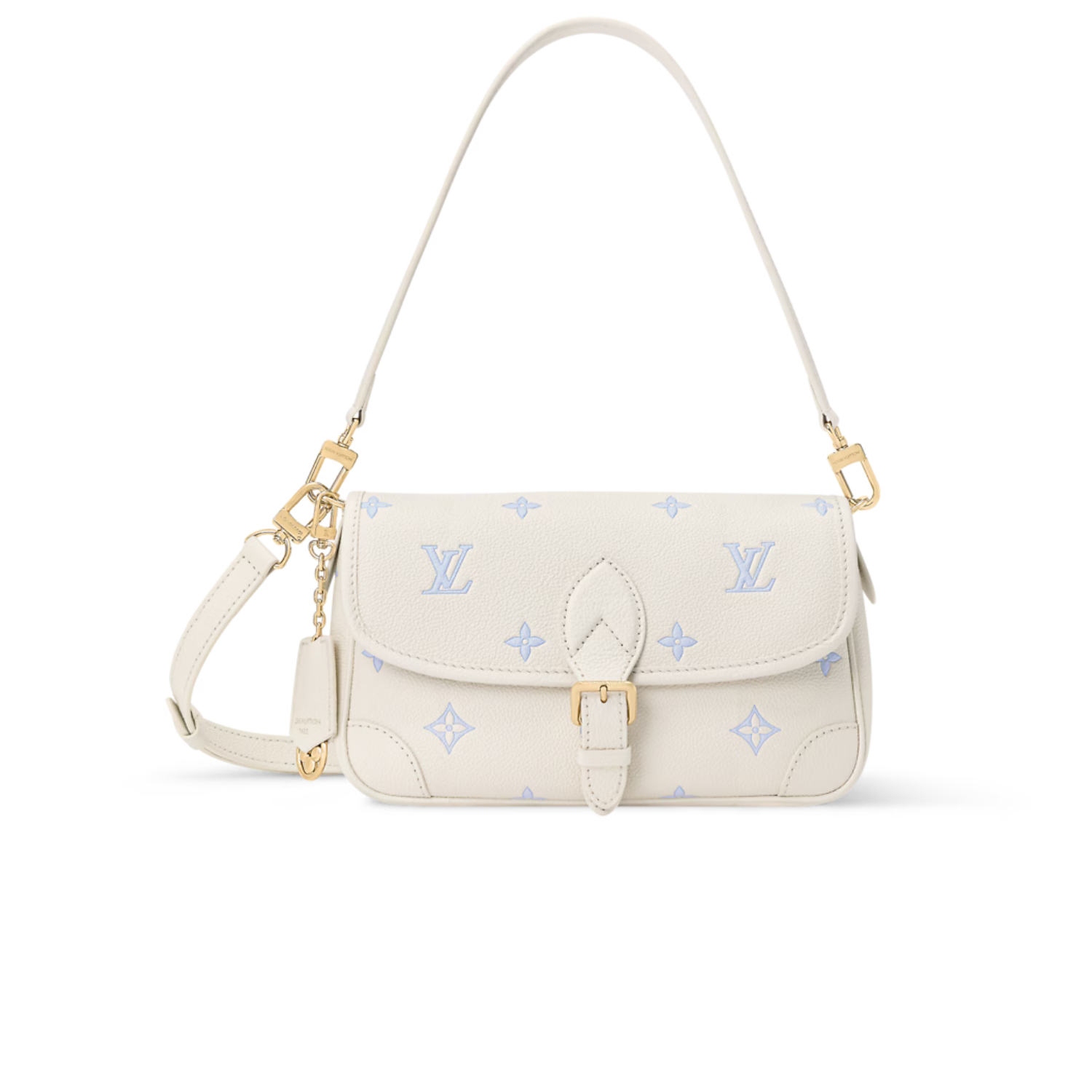 L0vis Vvtt0n Diane Shouder Bag 9.4in/ 24cm Milky White/ Blue Gold Hardware For Women M28054