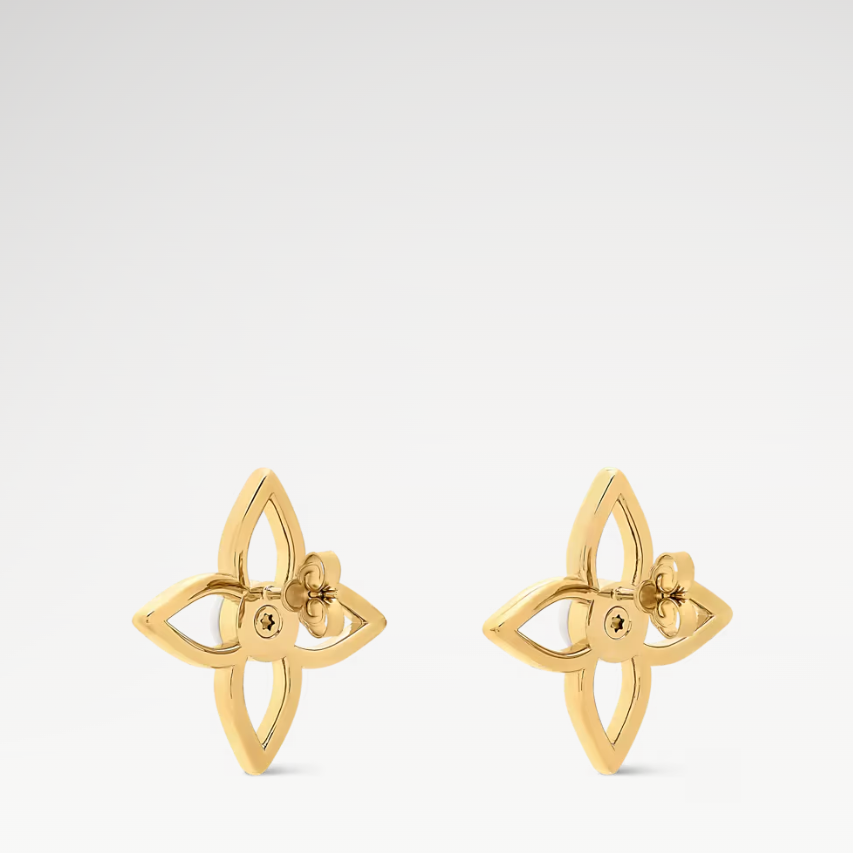 L0vis Vvtt0n Pearly Flower Stud Earrings White Gold Hardware For Women M03531