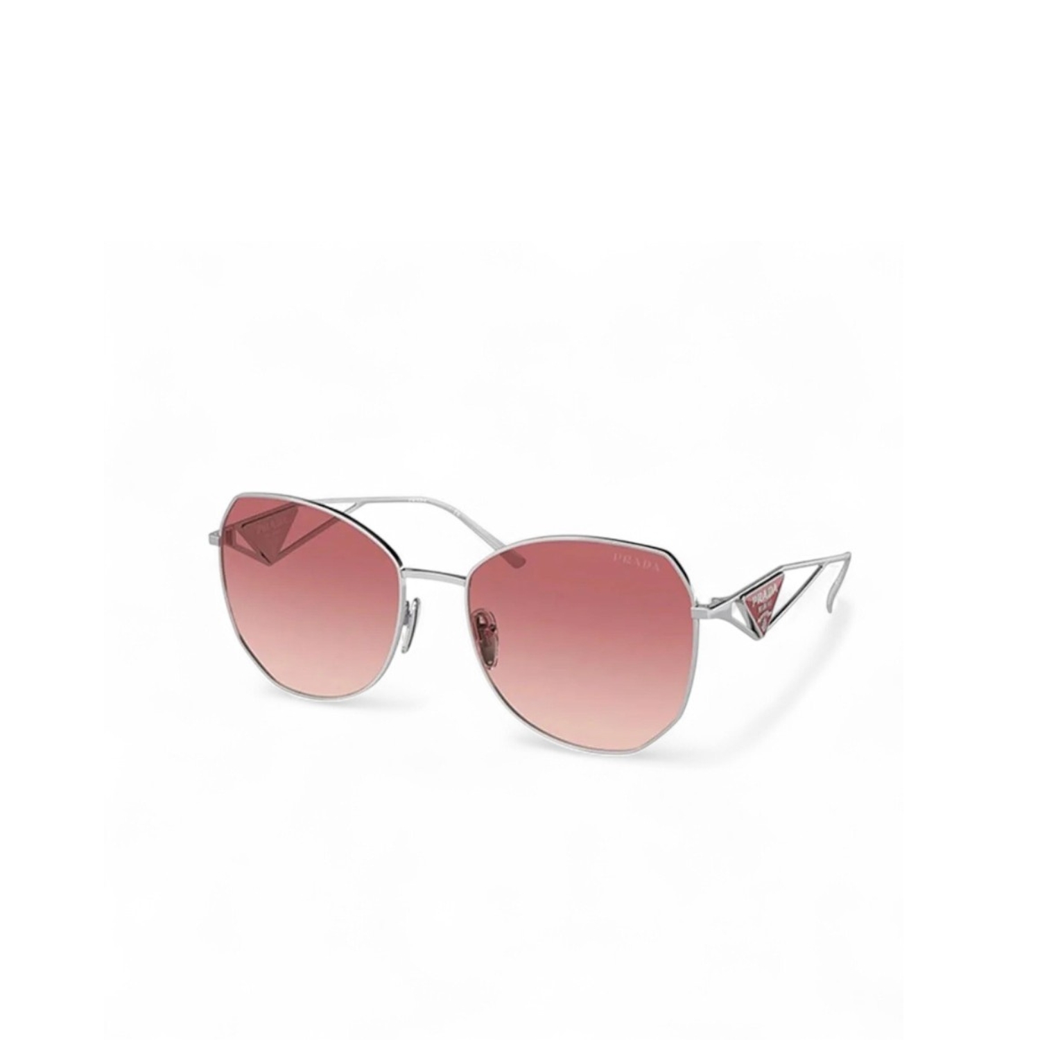 Pra*a Sunglasses With Triangle Logo Silver For Women