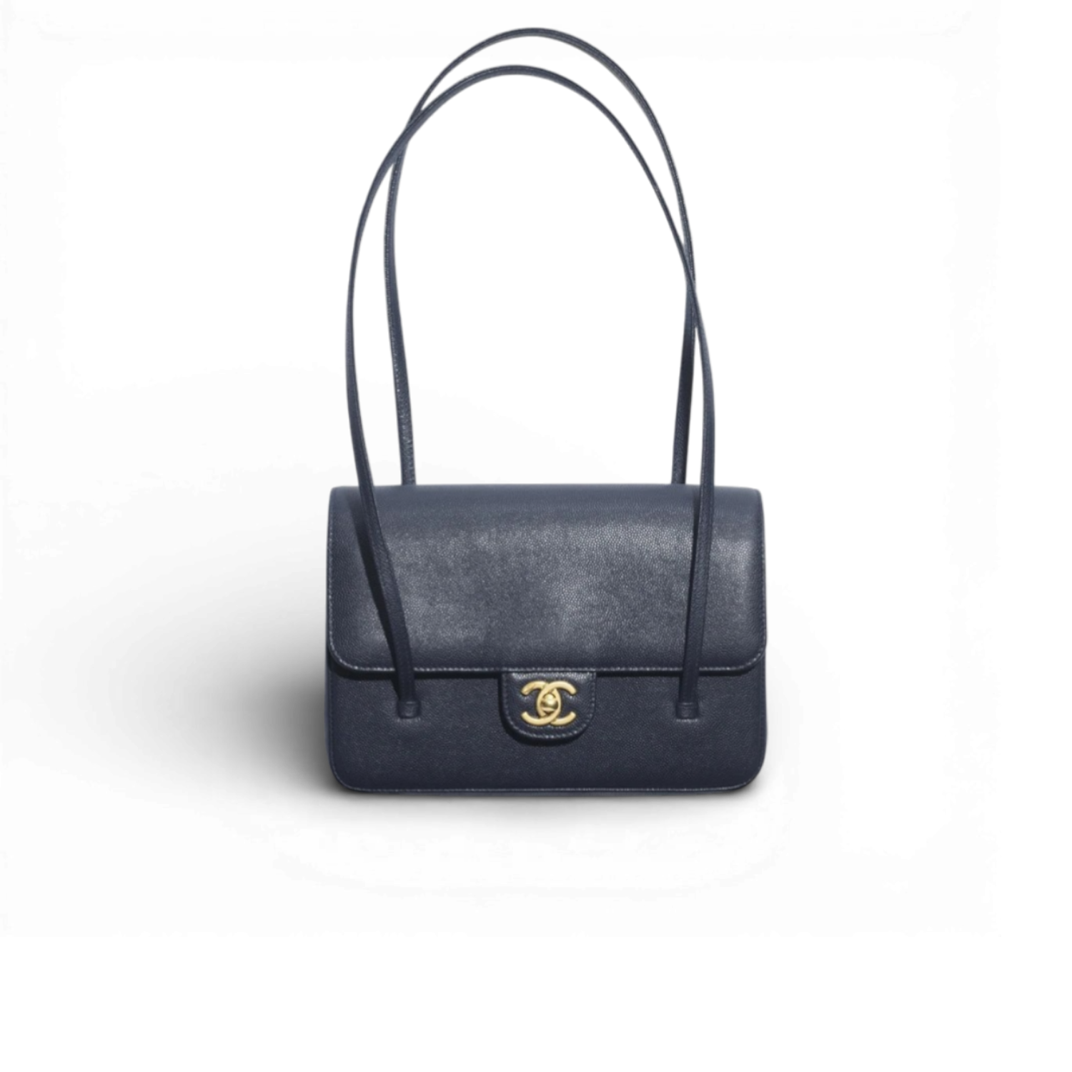 Ch**el Flap Bag Small Shoulder 8.7in/ 22cm Dark Blue Gold Hardware For Women AS6130-B23483-U2366