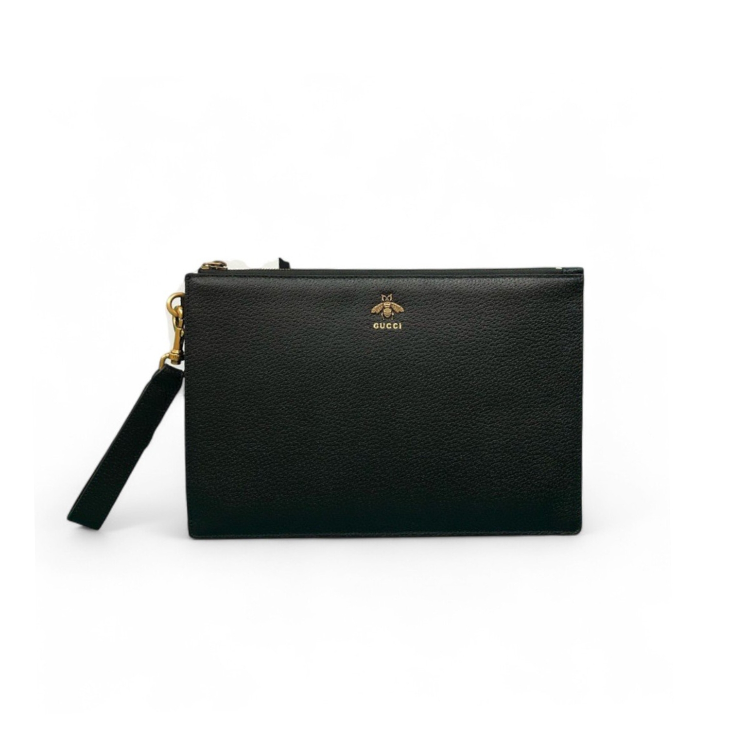 Gvc*1 Animalier Pouch Black with Bee Detail For Men, Men’s Pouch 12in/31cm GG 523684 DJ20T 1000