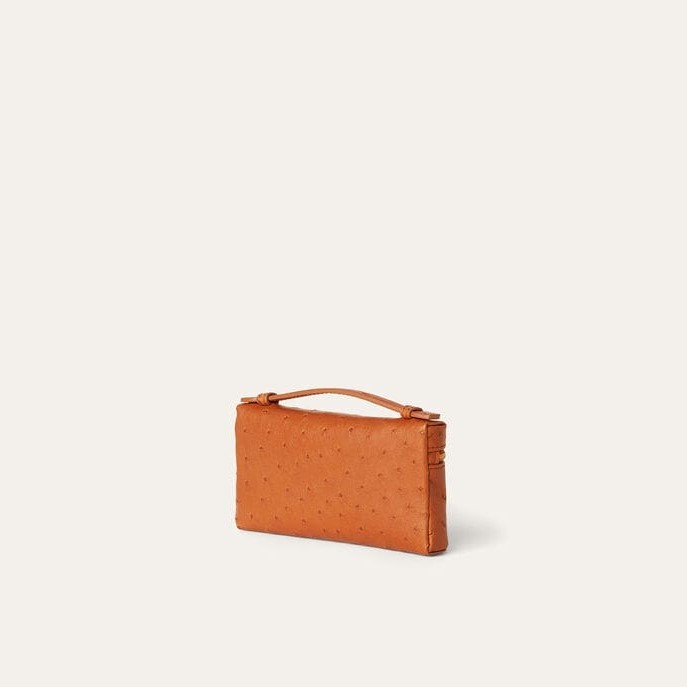 [True-to-ORIGINAL]L0r0 P1ana Extra Pocket Mini Pouch Cognac For Women 5.9in/15cm FAN9926 E445