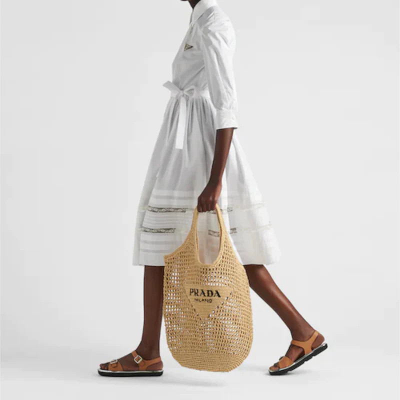 Pra*a Raffia Tote Bag Beige For Women 1BG424_2A2T_F0018_V_OOO – 20 Inches / 51 Cm