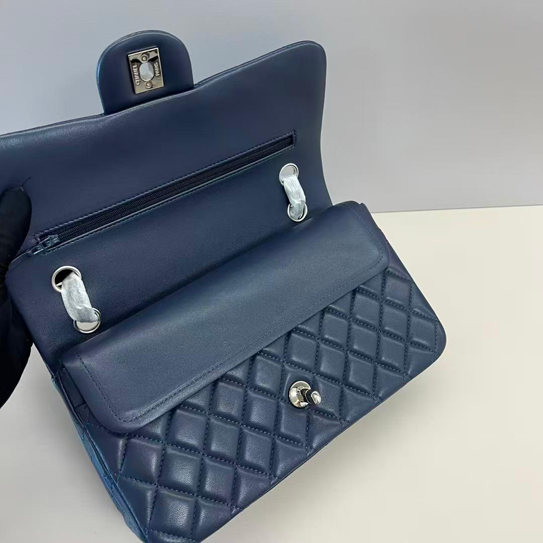 [True-to-ORIGINAL] Ch**el Classic 11.12 Handbag Navy Blue For Women 9.9in/25.5cm