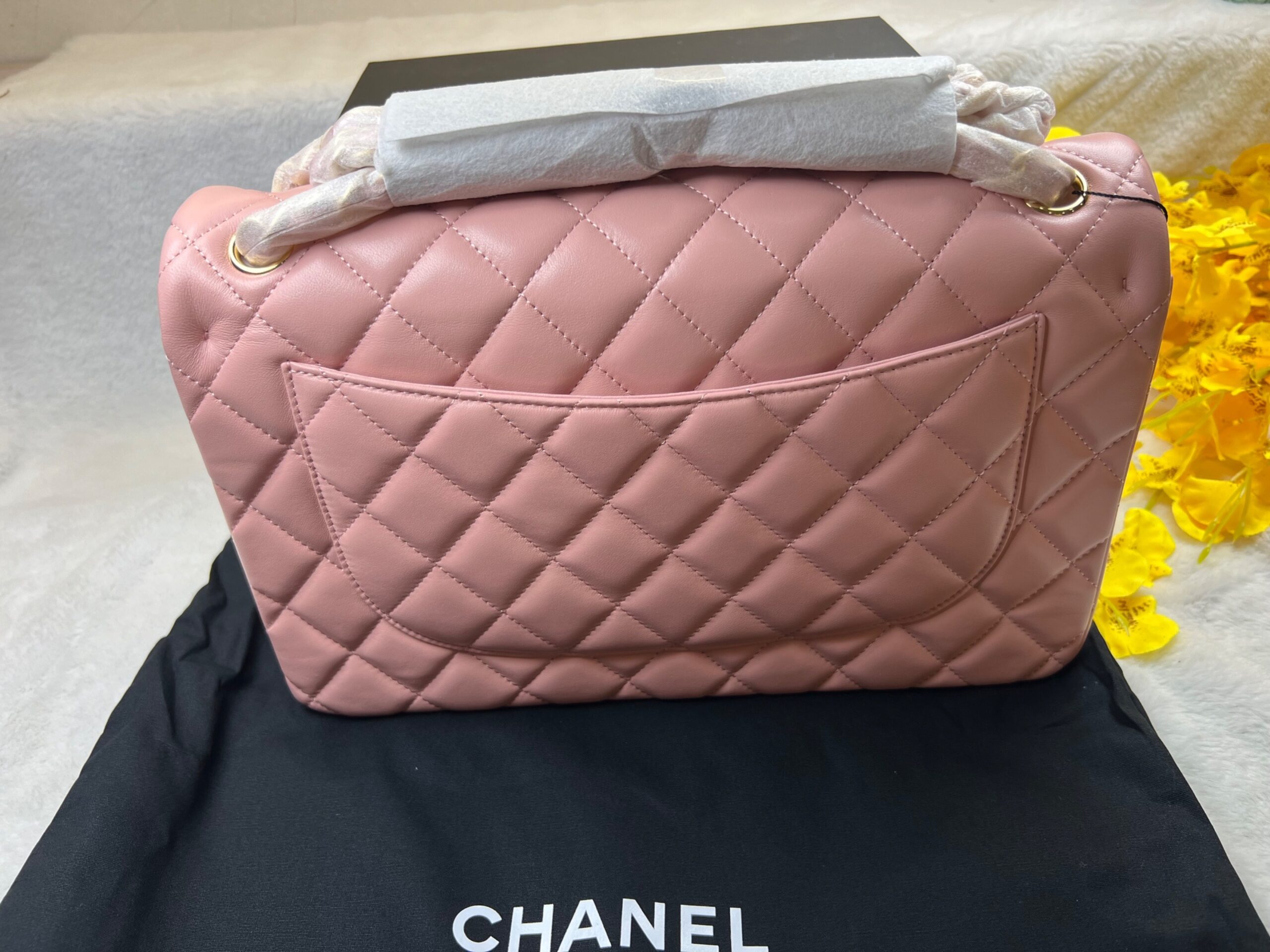 [True-to-ORIGINAL] Ch**el Large Classic Handbag Light Pink For Women 30cm/11.7in A58600 Y04059 NW780
