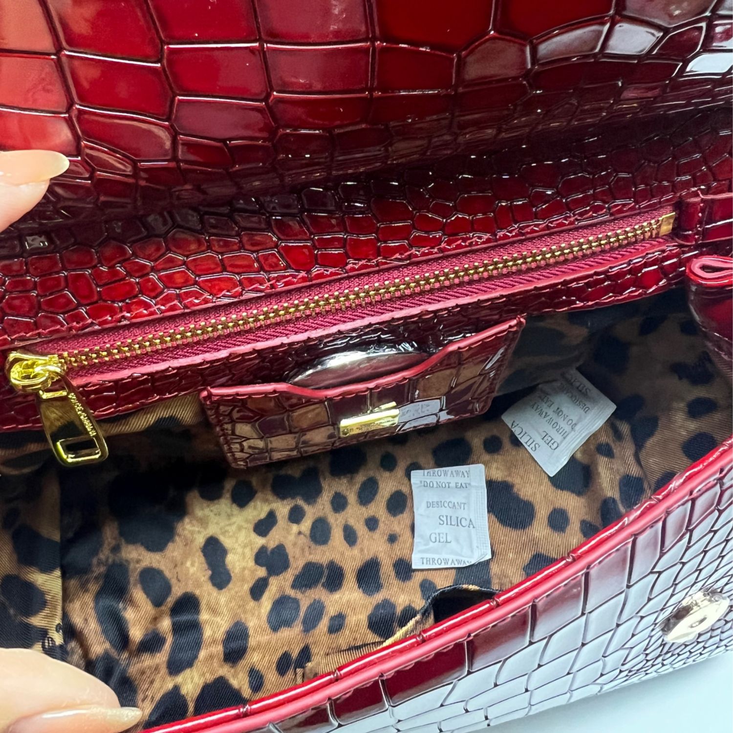 Dolce & Gabbana Medium Sicily Bag In Foiled Crocodile-Print Burgundy For Women 10.2in/26cm DG