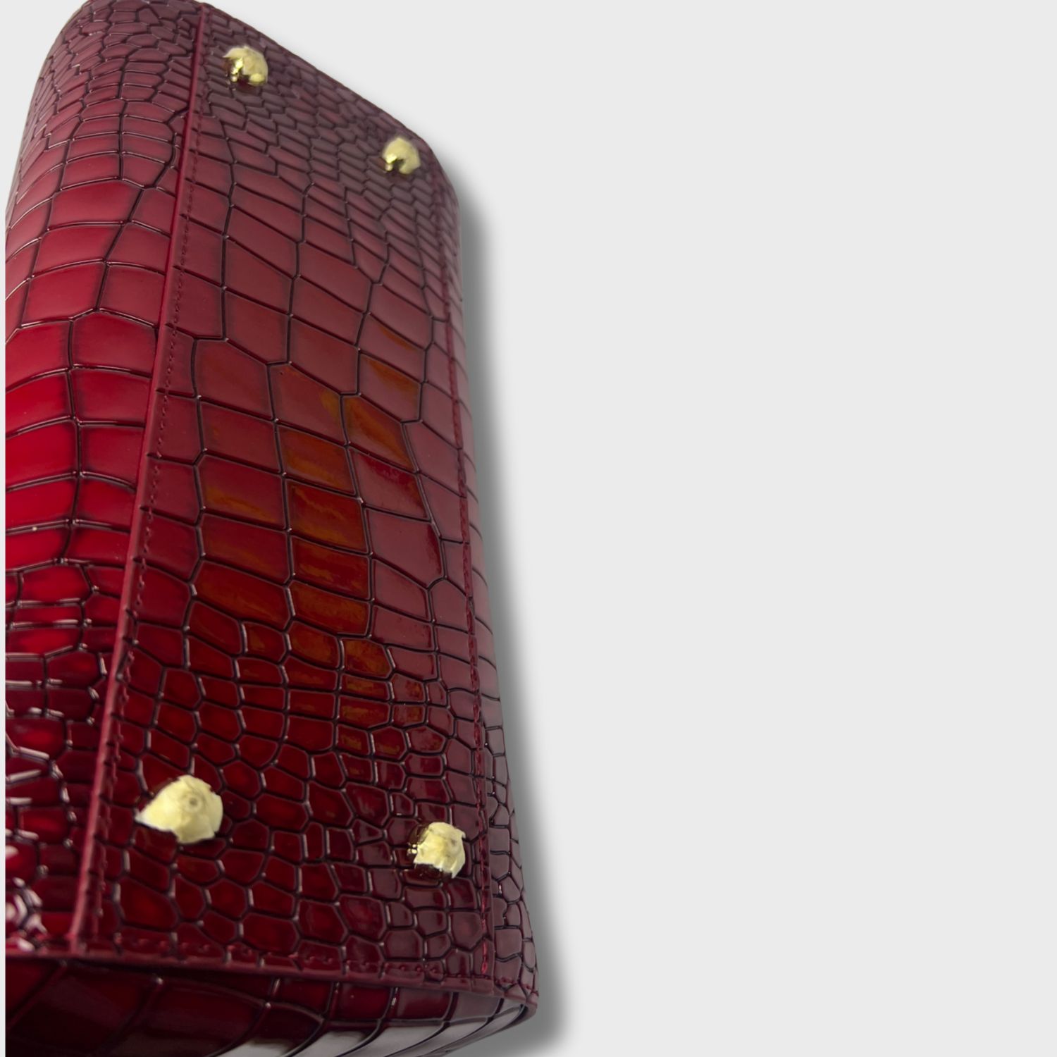 Dolce & Gabbana Medium Sicily Bag In Foiled Crocodile-Print Burgundy For Women 10.2in/26cm DG