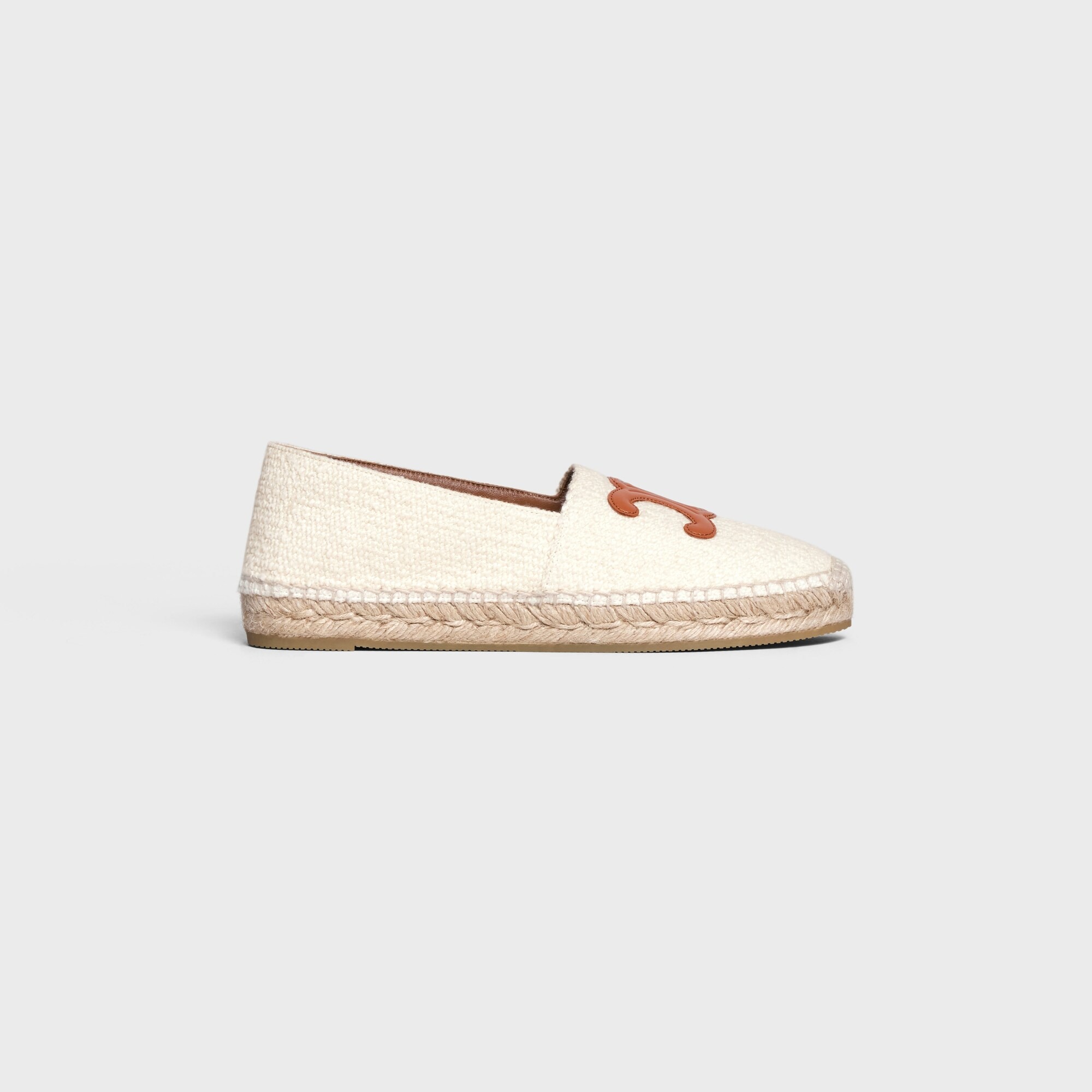 Ce1i*e Flat Espadrille With Triomphe Patch Signature In Tweed White For Women 354432278C.01CR