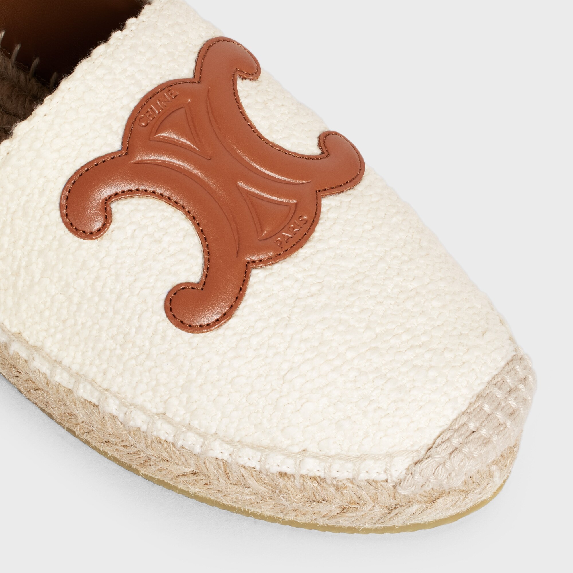 Ce1i*e Flat Espadrille With Triomphe Patch Signature In Tweed White For Women 354432278C.01CR